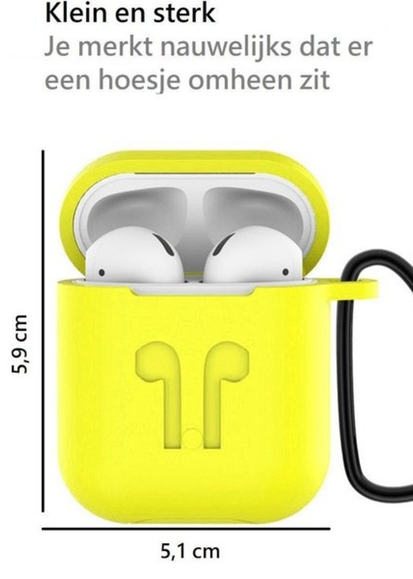 BTH Case Geschikt voor AirPods Hoesje Hoes Siliconen 3-in-1 Met Clip Cover - Hoesje Geschikt voor Apple Airpods 1/2 Siliconen 3-in-1 Met Clip - Geel