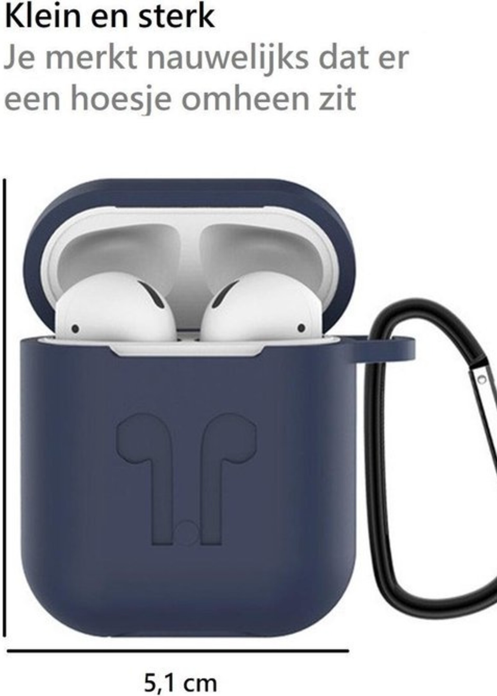 BTH Case Geschikt voor AirPods 1 Hoesje Hoes Siliconen 3-in-1 Met Clip Cover - Hoesje Geschikt voor Apple Airpods 1 Siliconen 3-in-1 Met Clip - Blauw