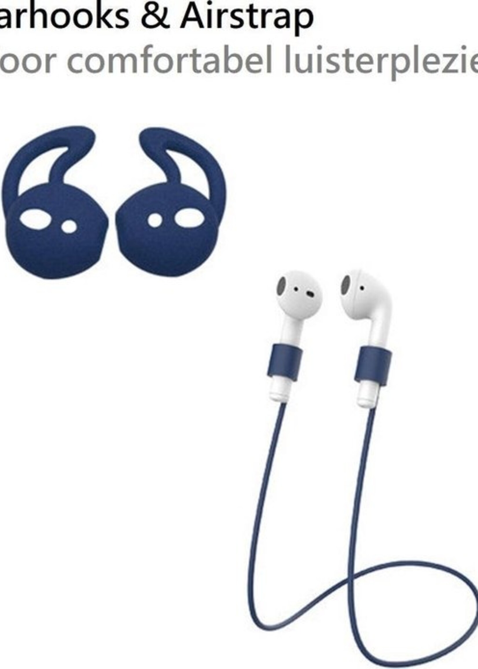 BTH Case Geschikt voor AirPods 1 Hoesje Hoes Siliconen 3-in-1 Met Clip Cover - Hoesje Geschikt voor Apple Airpods 1 Siliconen 3-in-1 Met Clip - Blauw