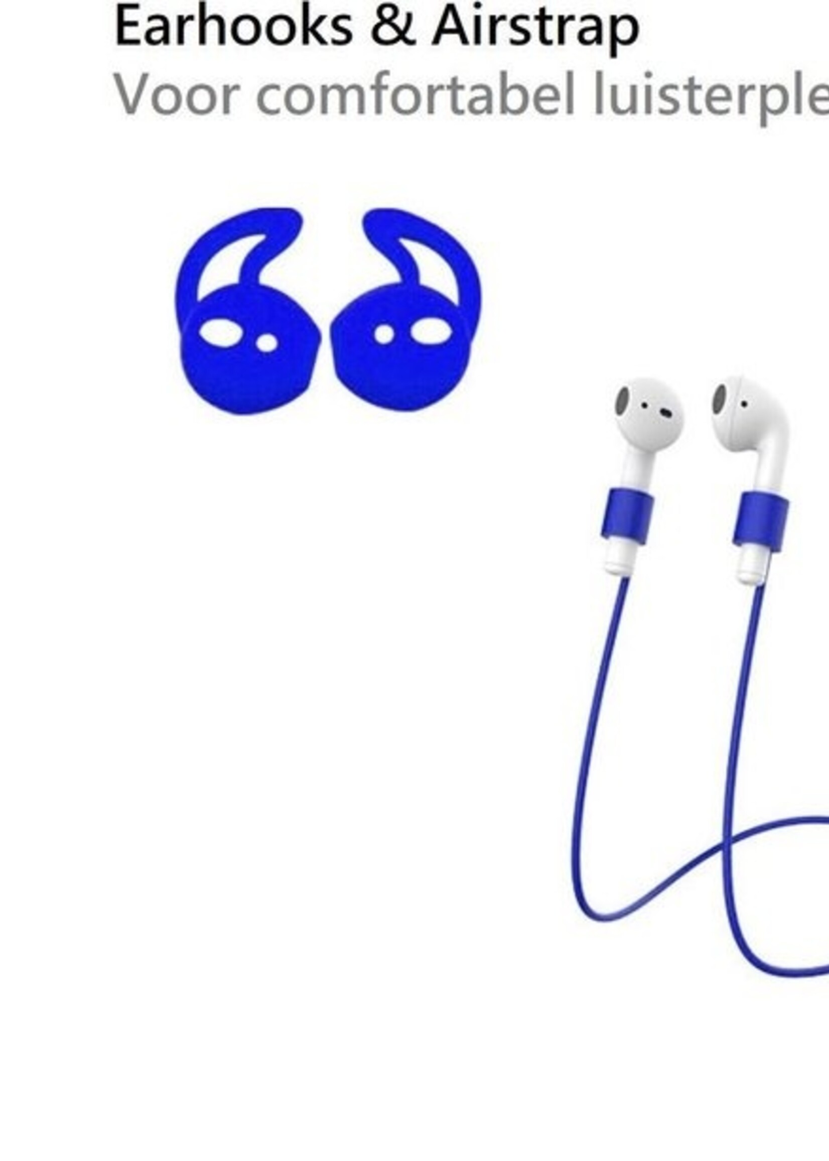 BTH Case Geschikt voor AirPods 1 Hoesje Hoes Siliconen 3-in-1 Met Clip Cover - Hoesje Geschikt voor Apple Airpods 1 Siliconen 3-in-1 Met Clip - Blauw