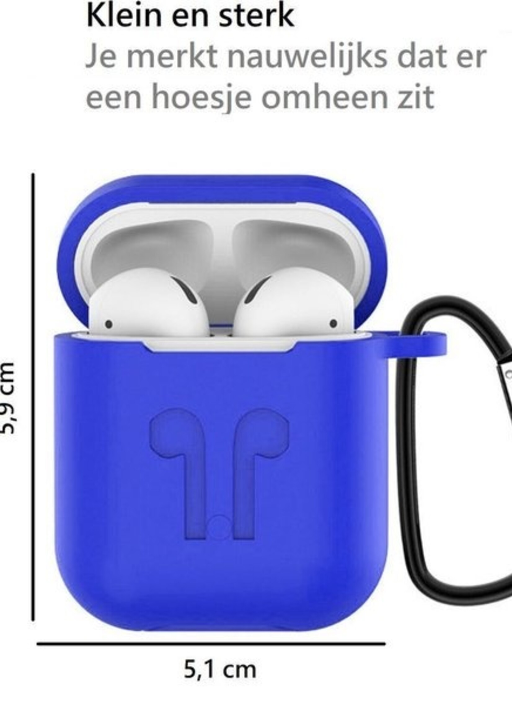 BTH Case Geschikt voor AirPods 1 Hoesje Hoes Siliconen 3-in-1 Met Clip Cover - Hoesje Geschikt voor Apple Airpods 1 Siliconen 3-in-1 Met Clip - Blauw