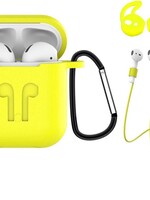 BTH BTH 3-in-1 Siliconen Bescherm Hoesje Case Cover voor Apple AirPods 2 Geel