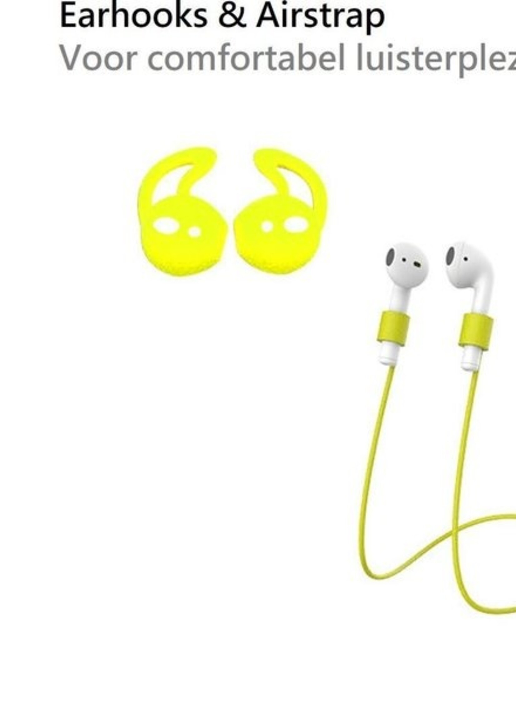 BTH Case Geschikt voor AirPods 2 Hoesje Hoes Siliconen 3-in-1 Met Clip Cover - Hoesje Geschikt voor Apple Airpods 2 Siliconen 3-in-1 Met Clip - Geel