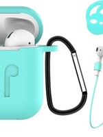 BTH BTH 3-in-1 Siliconen Bescherm Hoesje Case voor Apple AirPods 2 Turquoise