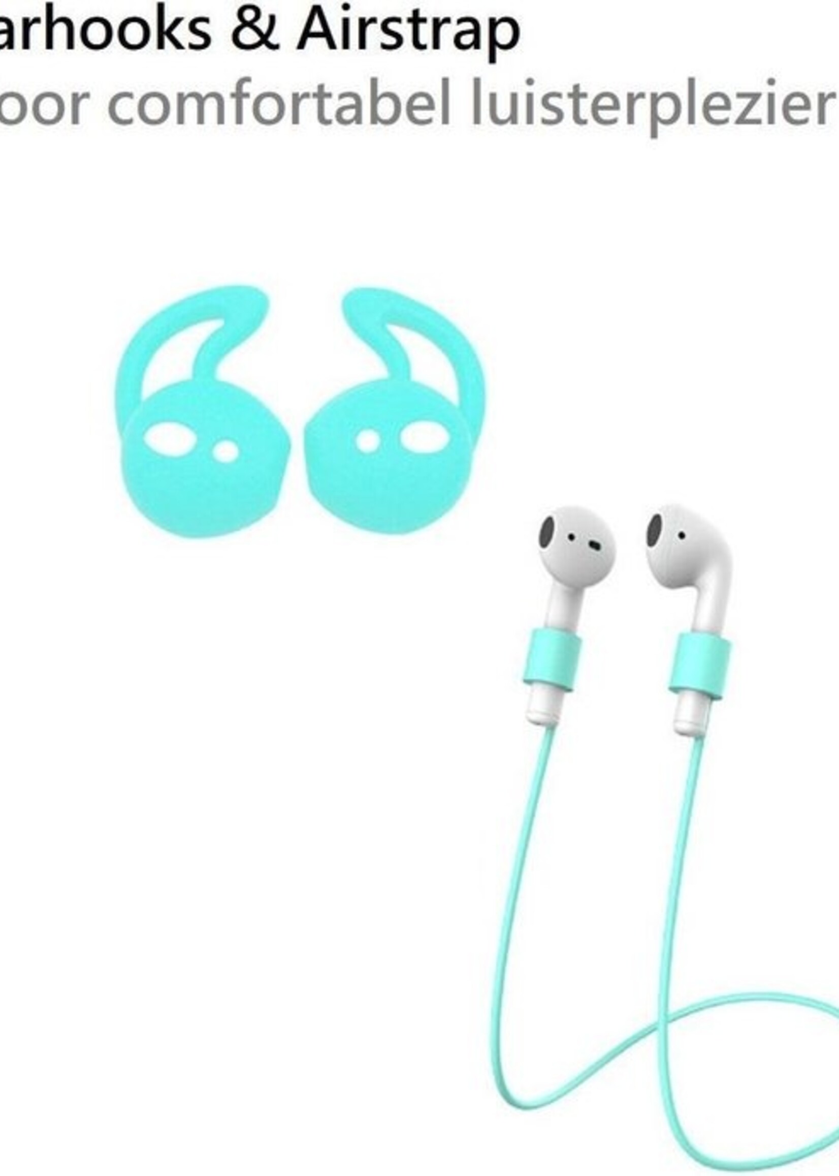 BTH Case Geschikt voor AirPods 2 Hoesje Hoes Siliconen 3-in-1 Met Clip Cover - Hoesje Geschikt voor Apple Airpods 2 Siliconen 3-in-1 Met Clip - Turquoise