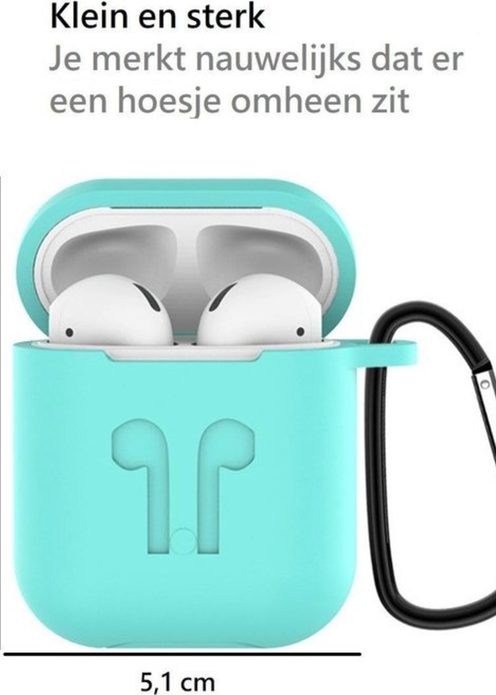 BTH Case Geschikt voor AirPods 2 Hoesje Hoes Siliconen 3-in-1 Met Clip Cover - Hoesje Geschikt voor Apple Airpods 2 Siliconen 3-in-1 Met Clip - Turquoise