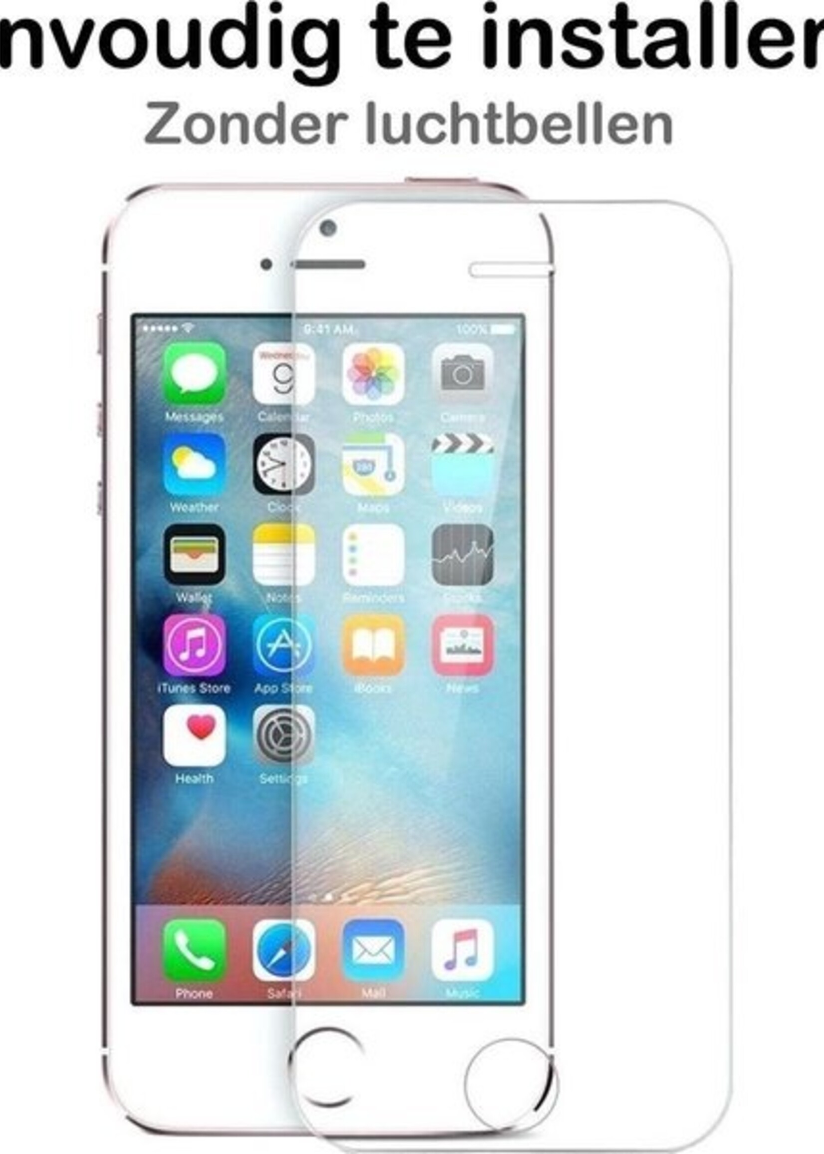 BTH Screenprotector Geschikt voor iPhone 5s Screenprotector Glas Gehard Tempered Glass - Screenprotector Geschikt voor iPhone 5s Screen Protector Screen Cover