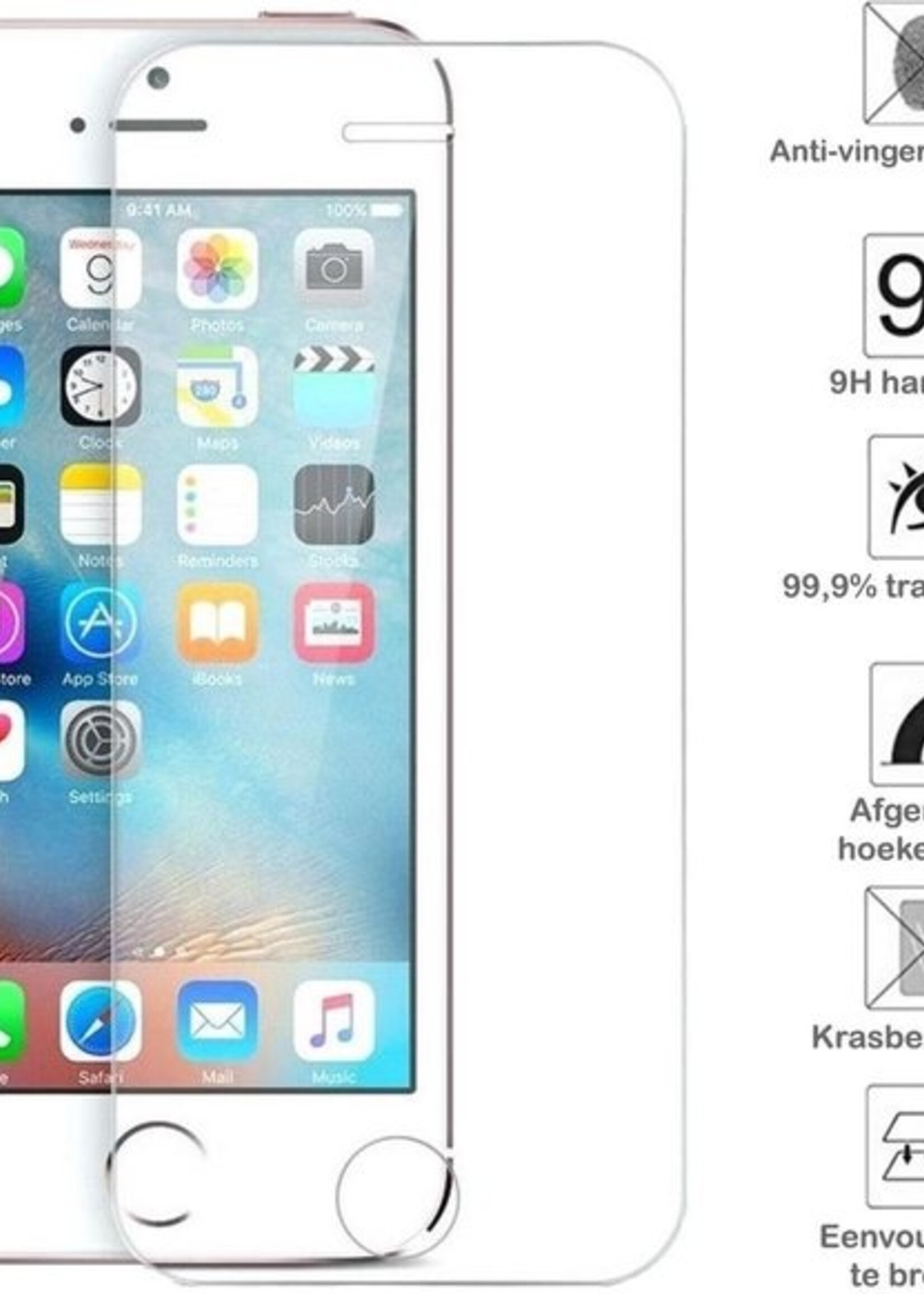 BTH Screenprotector Geschikt voor iPhone 5s Screenprotector Glas Gehard Tempered Glass - Screenprotector Geschikt voor iPhone 5s Screen Protector Screen Cover