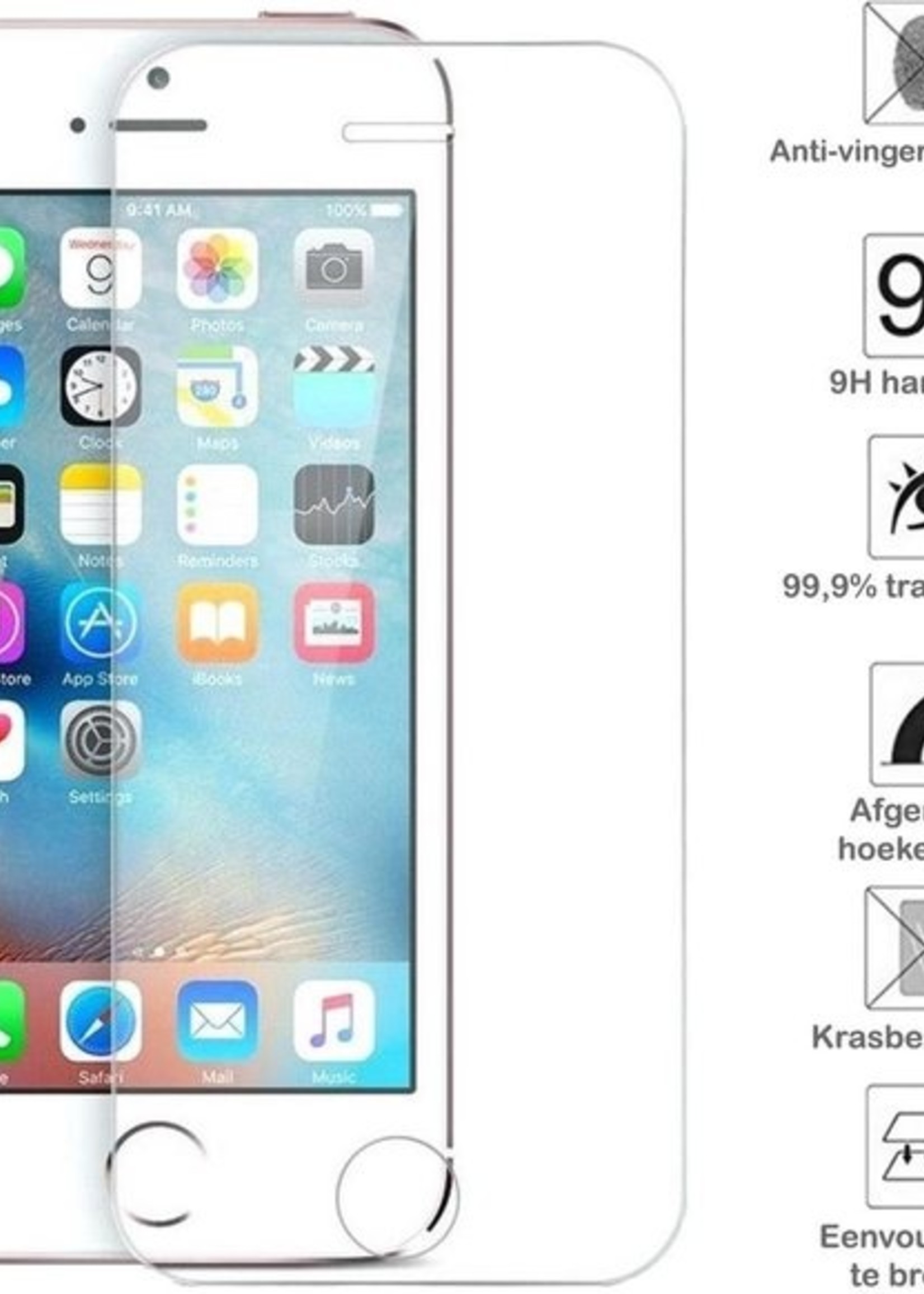 BTH Screenprotector Geschikt voor iPhone 5 SE Screenprotector Glas Gehard Tempered Glass - Screenprotector Geschikt voor iPhone 5 SE Screen Protector Screen Cover