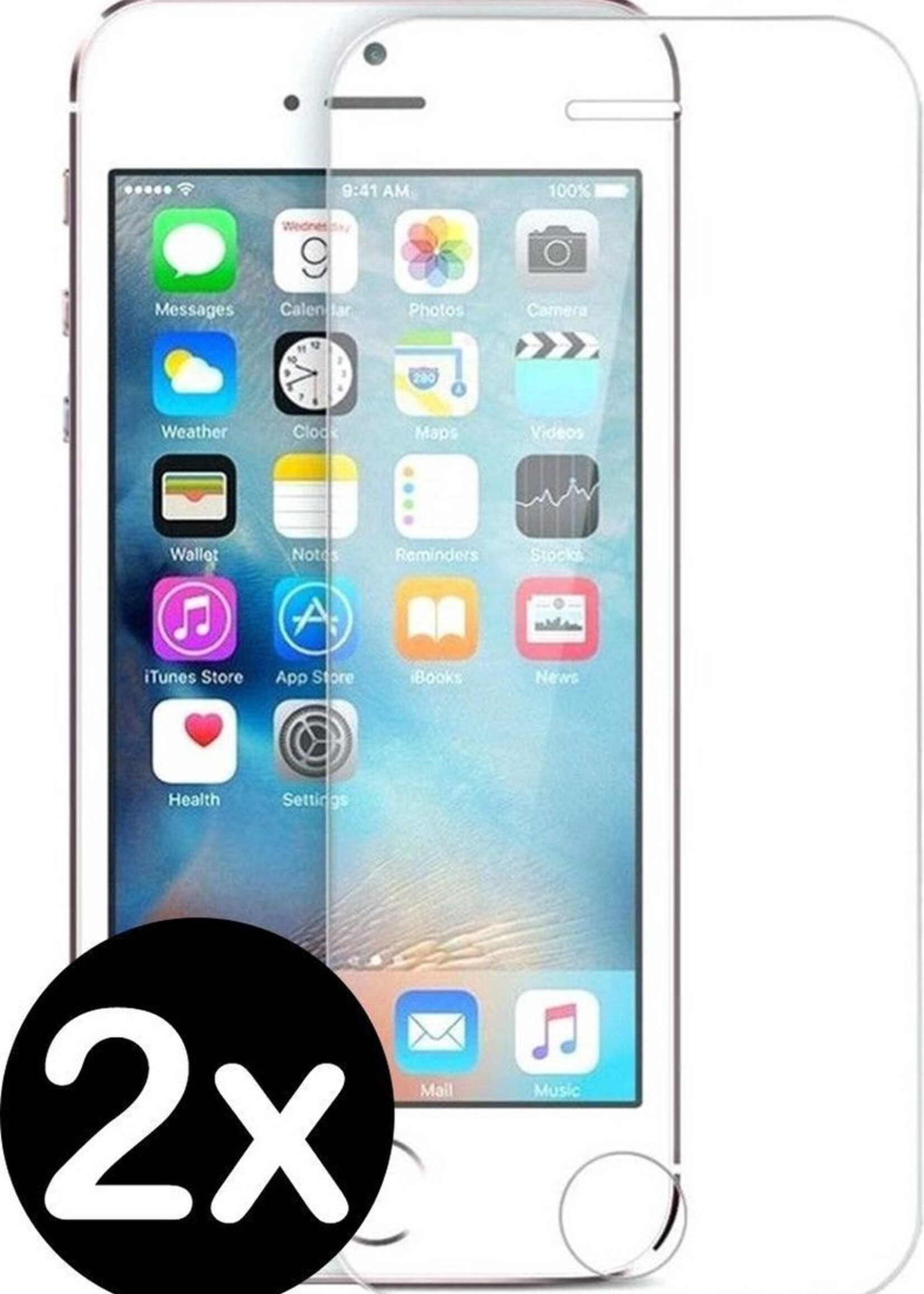BTH Screenprotector Geschikt voor iPhone 5s Screenprotector Glas Gehard Tempered Glass - Screenprotector Geschikt voor iPhone 5s Screen Protector Screen Cover - 2 PACK