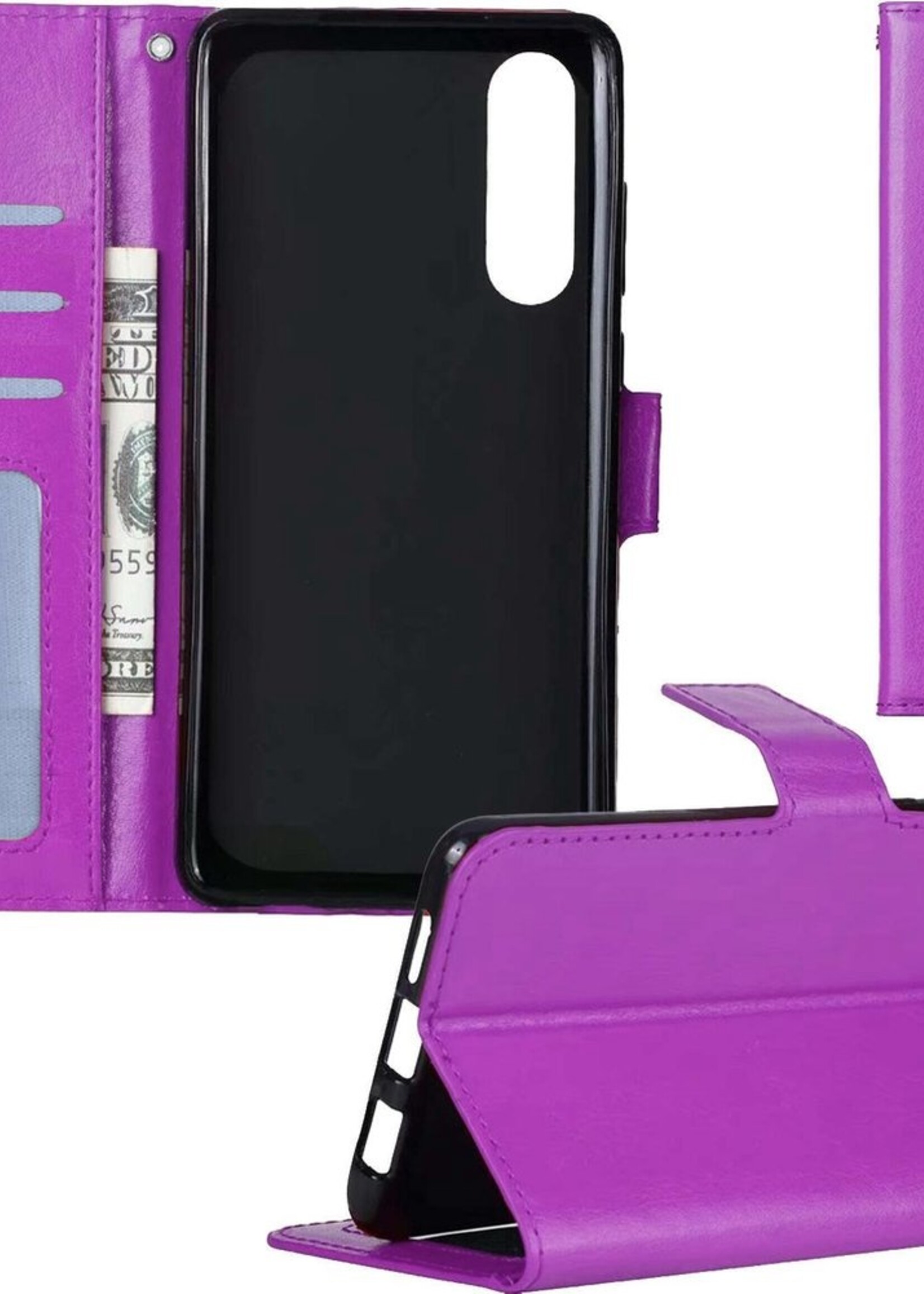 BTH Hoesje Geschikt voor Samsung Galaxy A50 Hoesje Book Case Hoes Portemonnee Cover Walletcase - Hoes Geschikt voor Samsung A50 Hoes Bookcase Hoesje - Paars