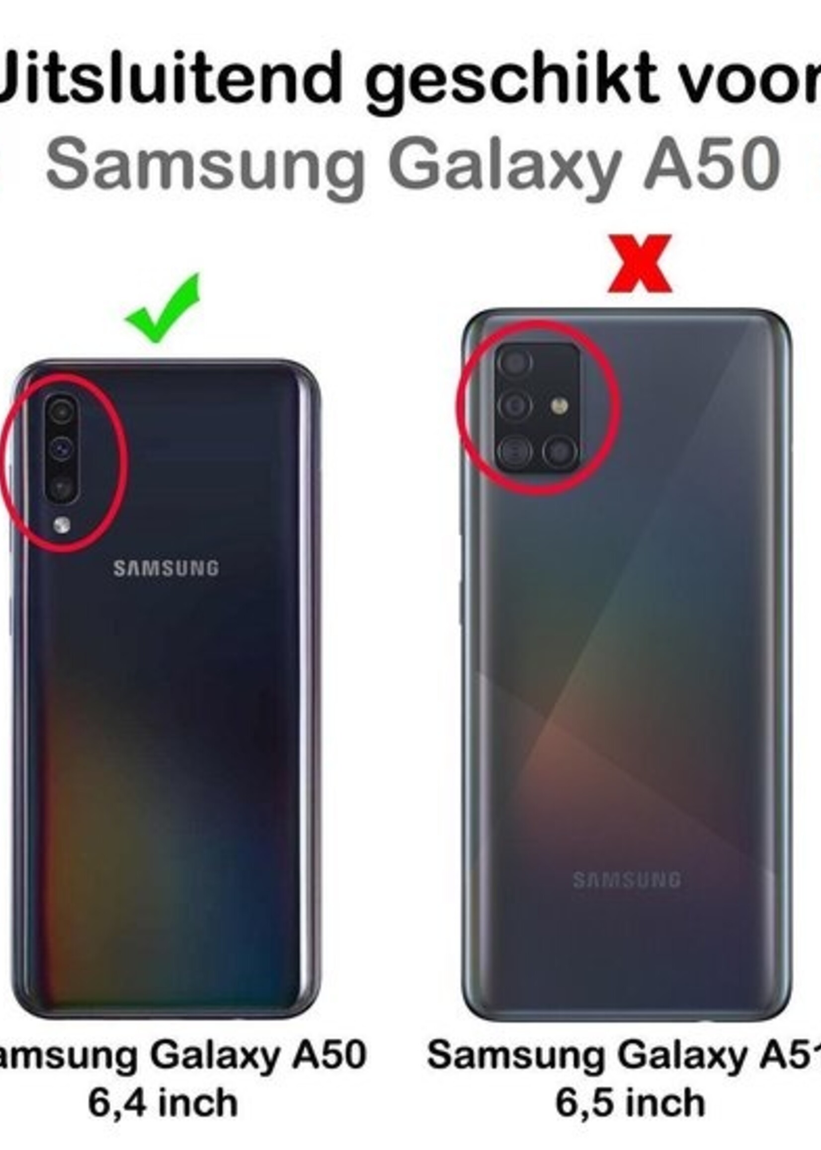 BTH Hoesje Geschikt voor Samsung Galaxy A50 Hoesje Book Case Hoes Portemonnee Cover Walletcase - Hoes Geschikt voor Samsung A50 Hoes Bookcase Hoesje - Paars