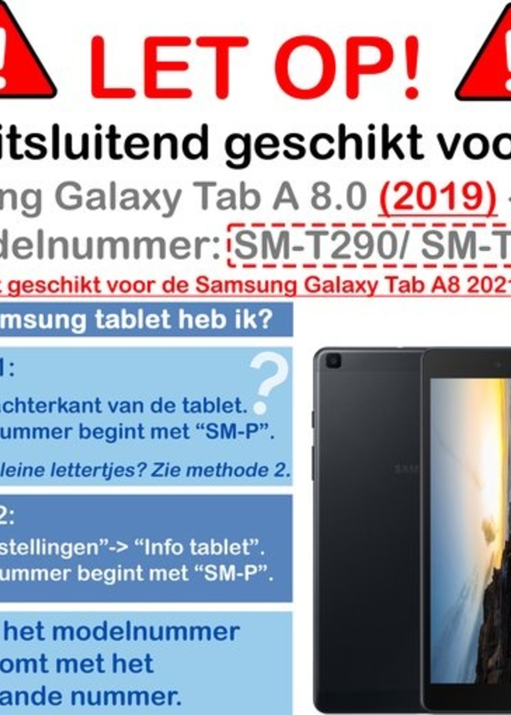 BTH Hoes Geschikt voor Samsung Galaxy Tab A 8.0 2019 Hoes Toetsenbord Hoesje Keyboard Case Cover - Hoesje Geschikt voor Samsung Tab A 8.0 (2019) Hoes Toetsenbord Case - Zwart