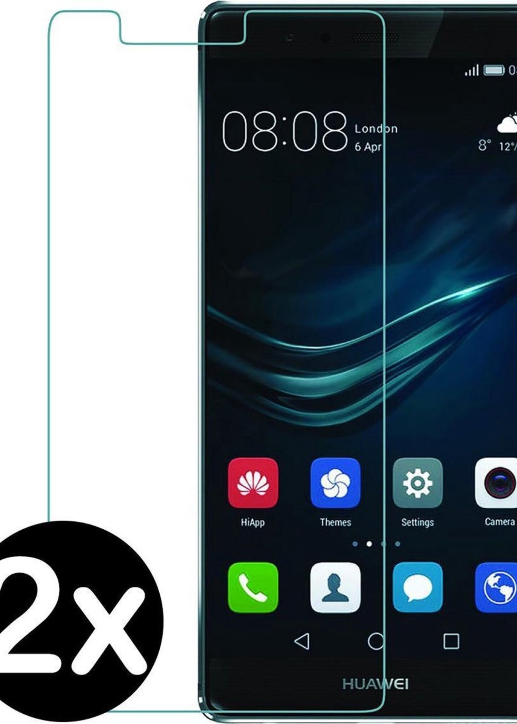BTH Screenprotector Geschikt voor Huawei P9 Screenprotector Glas Gehard Tempered Glass - Screenprotector Geschikt voor Huawei P9 Screen Protector Screen Cover - 2 PACK