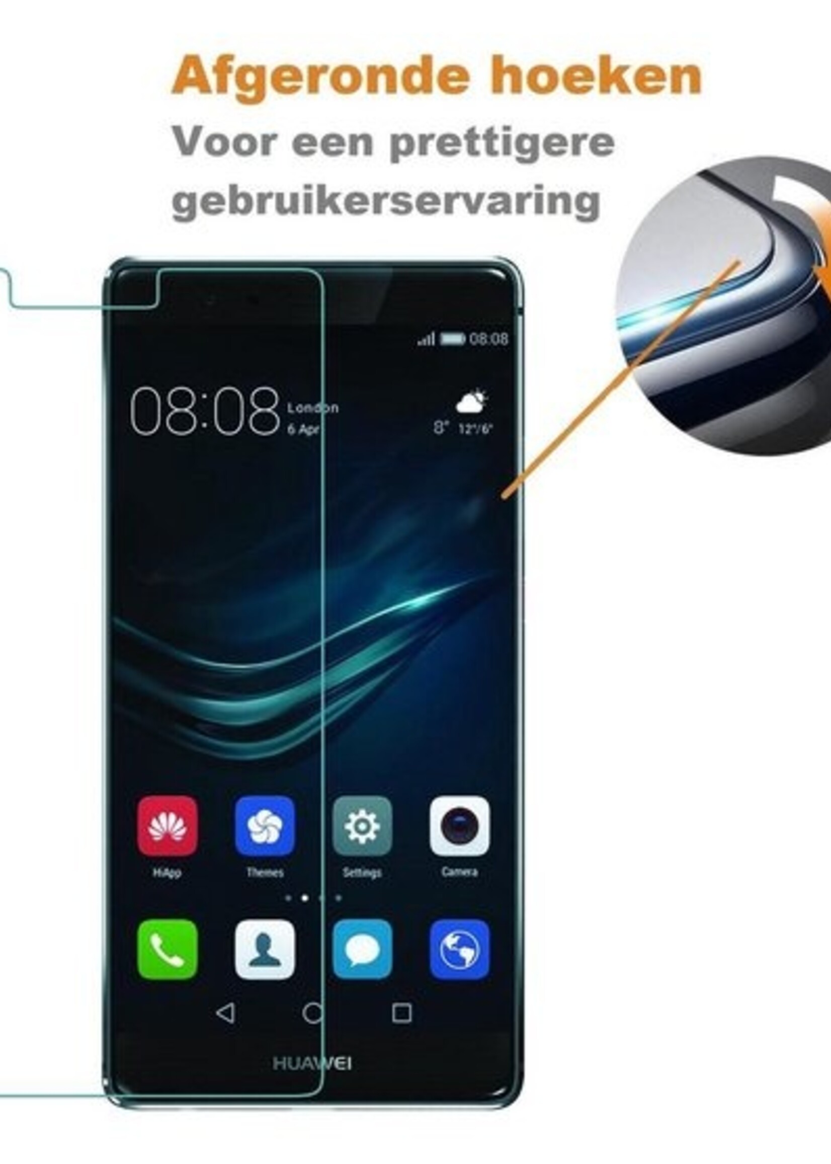 BTH Screenprotector Geschikt voor Huawei P9 Screenprotector Glas Gehard Tempered Glass - Screenprotector Geschikt voor Huawei P9 Screen Protector Screen Cover - 2 PACK
