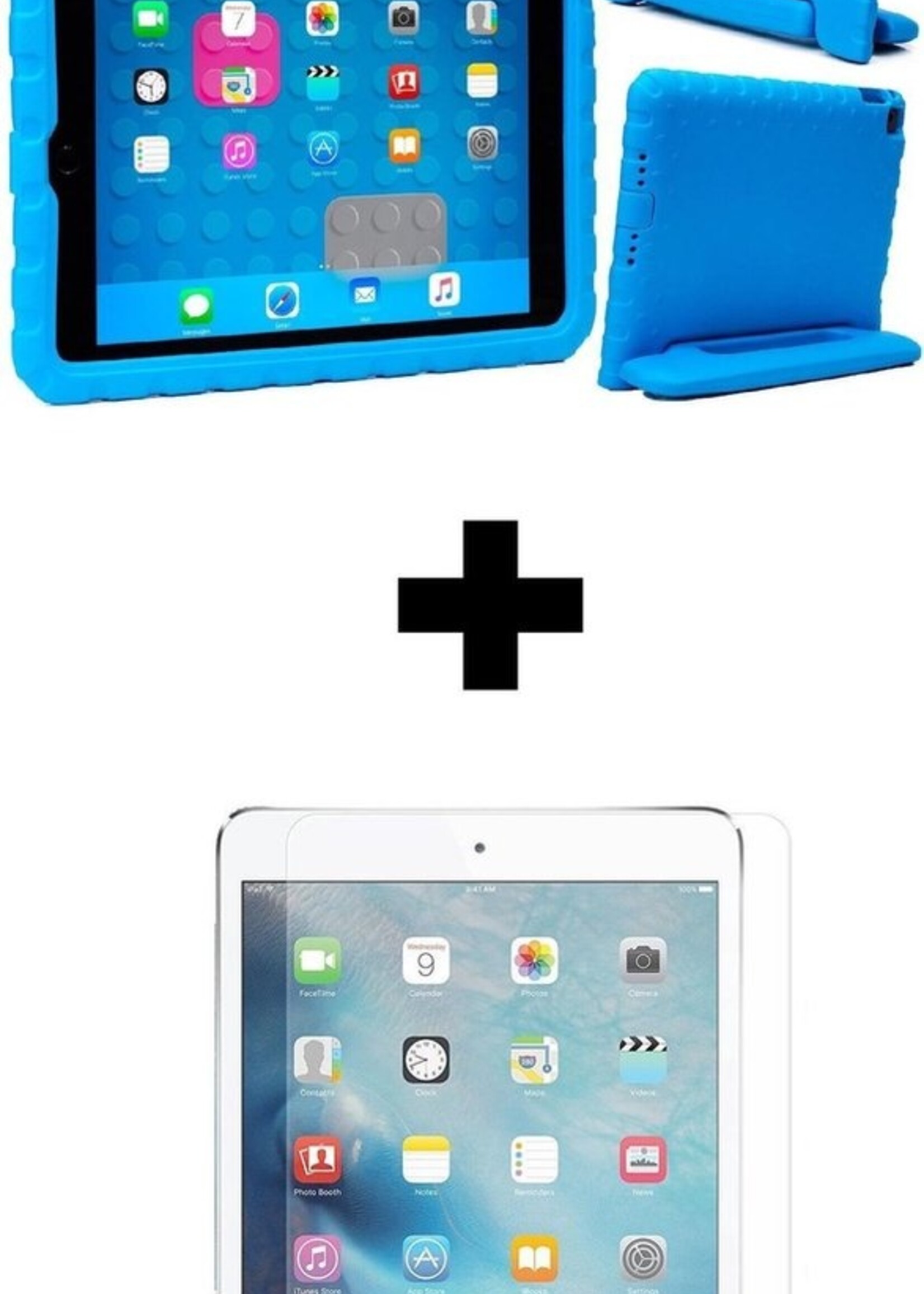BTH Kinderhoes Geschikt voor iPad 2017 Hoes Kinder Hoesje Kids Case Cover Kidsproof Met Screenprotector - Hoesje Geschikt voor iPad 5 Hoesje Kinder Hoes - Blauw