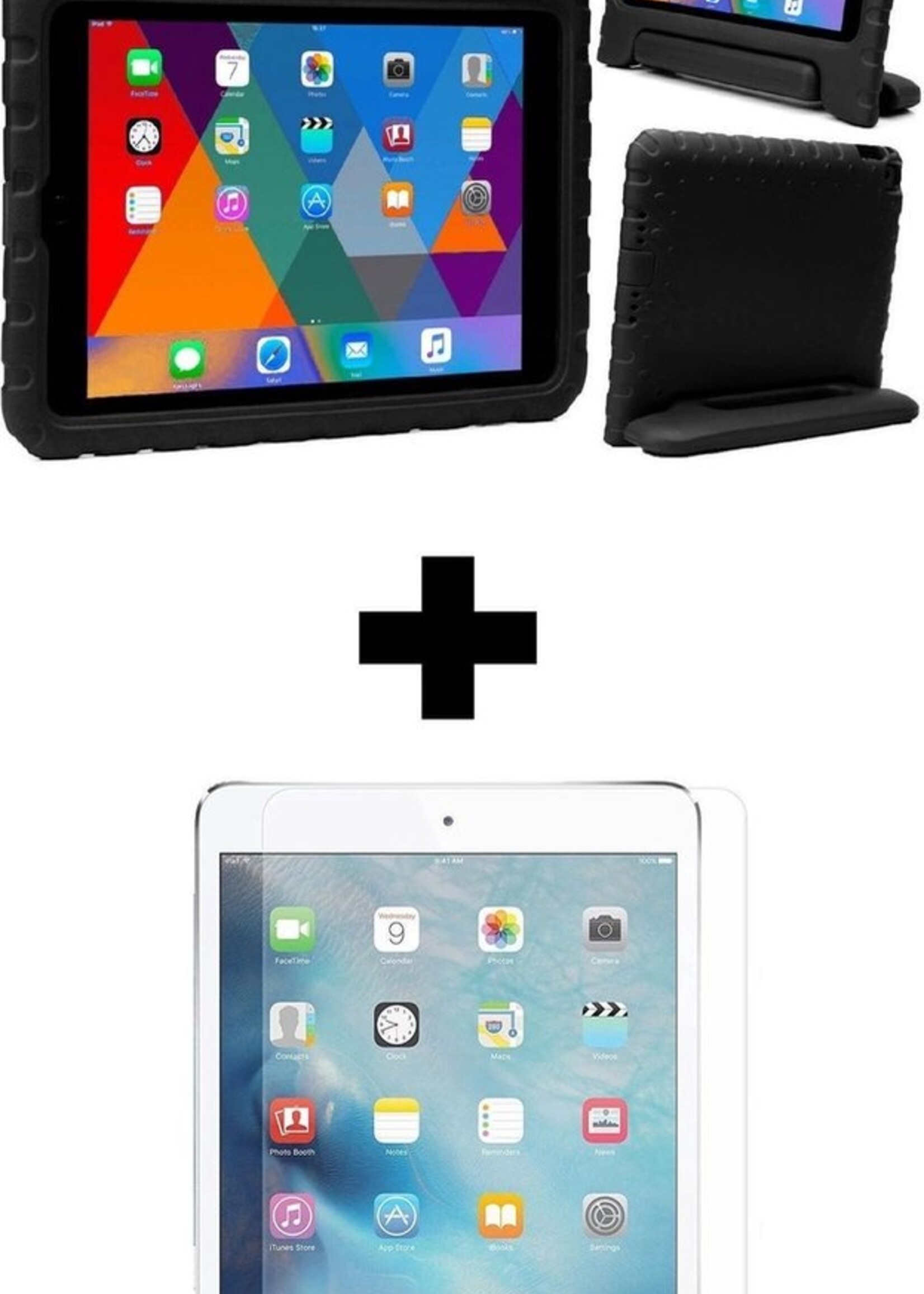 BTH Kinderhoes Geschikt voor iPad 2017 Hoes Kinder Hoesje Kids Case Cover Kidsproof Met Screenprotector - Hoesje Geschikt voor iPad 5 Hoesje Kinder Hoes - Zwart