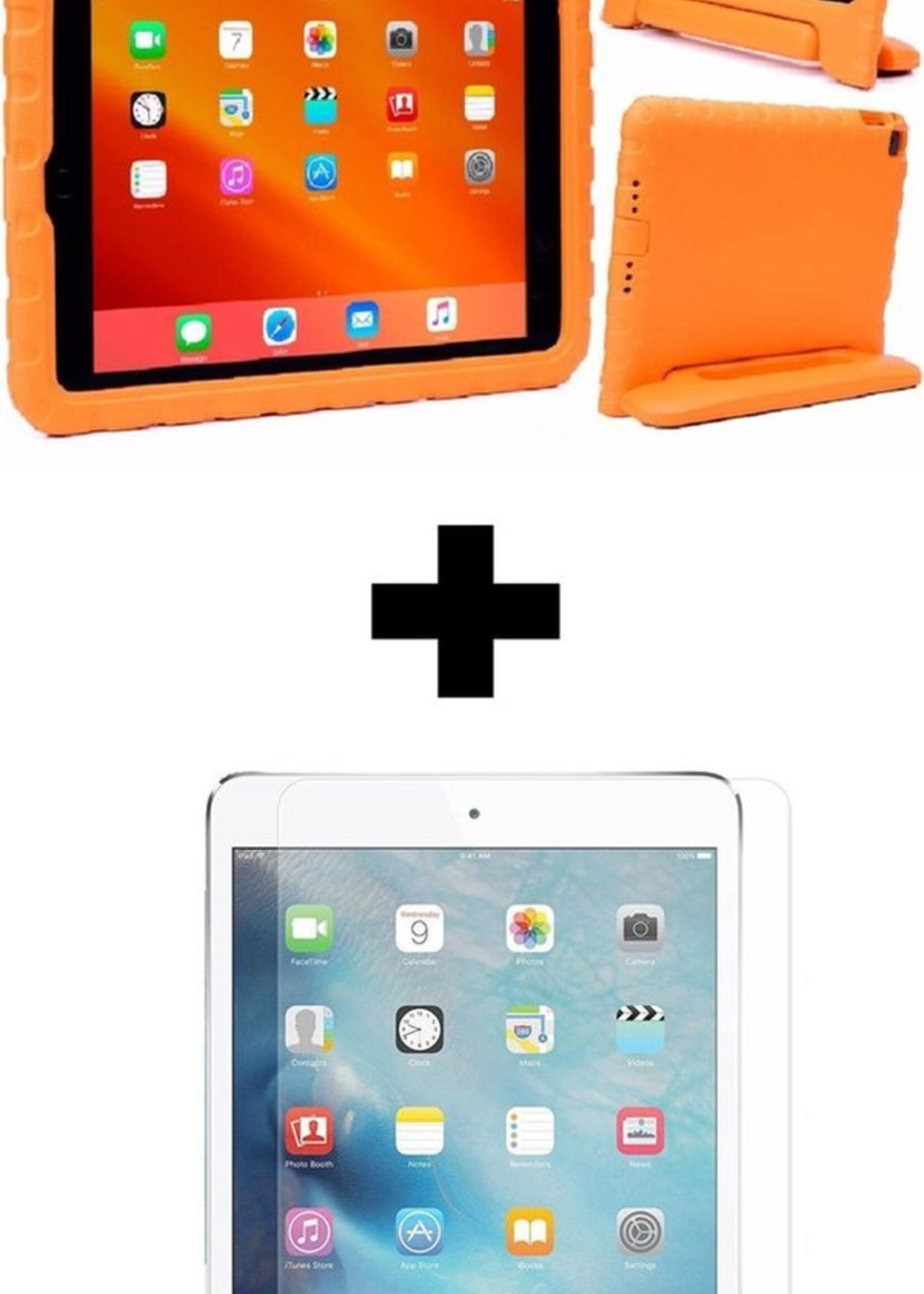 BTH Kinderhoes Geschikt voor iPad Pro 9.7 Hoes Kinder Hoesje Kids Case Cover Kidsproof Met Screenprotector - Hoesje Geschikt voor iPad Pro 9.7 Hoesje Kinder Hoes - Oranje
