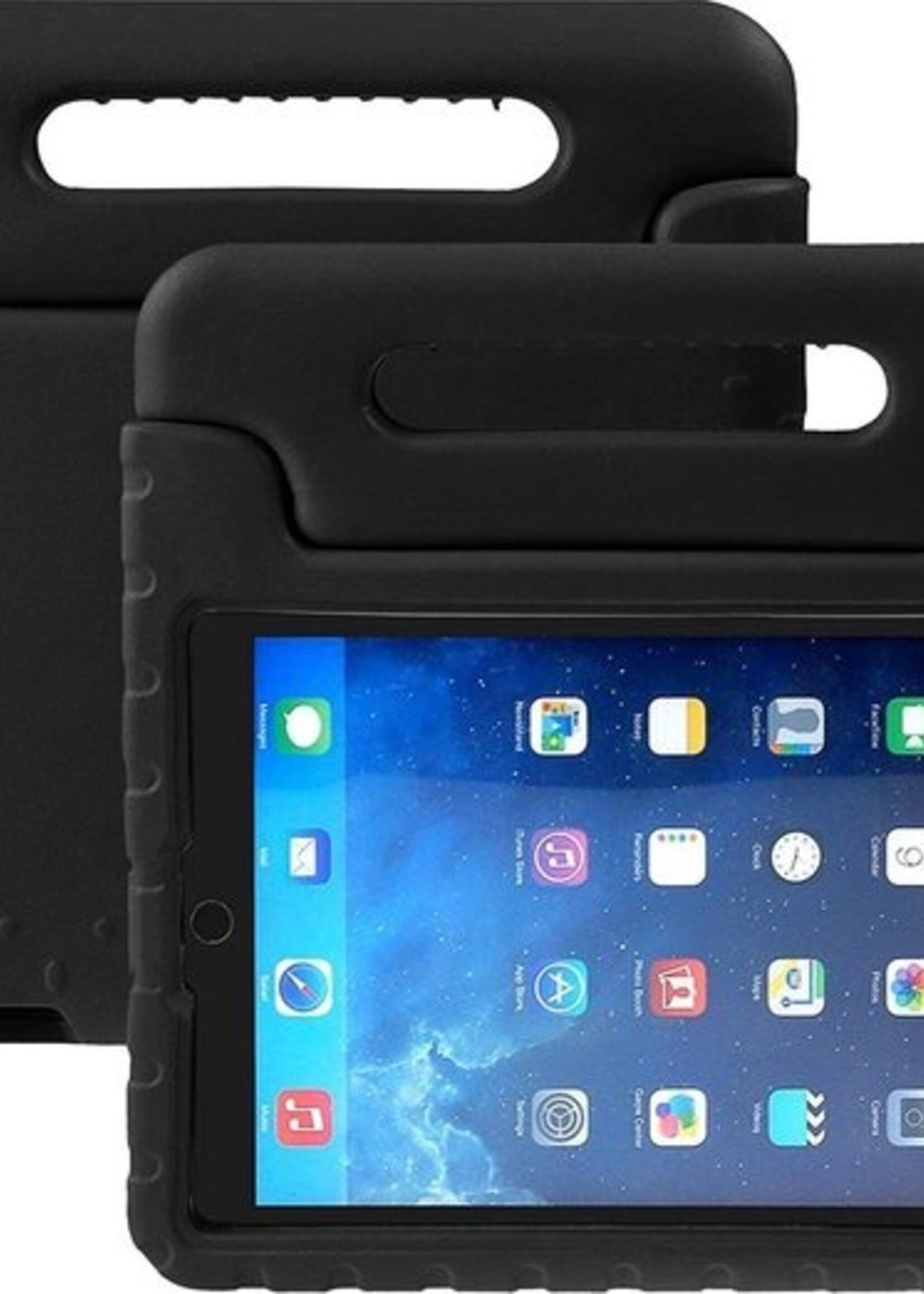 BTH Kinderhoes Geschikt voor iPad Air 1/2 / Pro 9.7 / 2017/2018 Hoes Kinder Hoesje Kids Case Cover Kidsproof Met Screenprotector - Hoesje Geschikt voor iPad Air 1/2 / Pro 9.7 / 5/6 Hoesje Kinder Hoes - Zwart