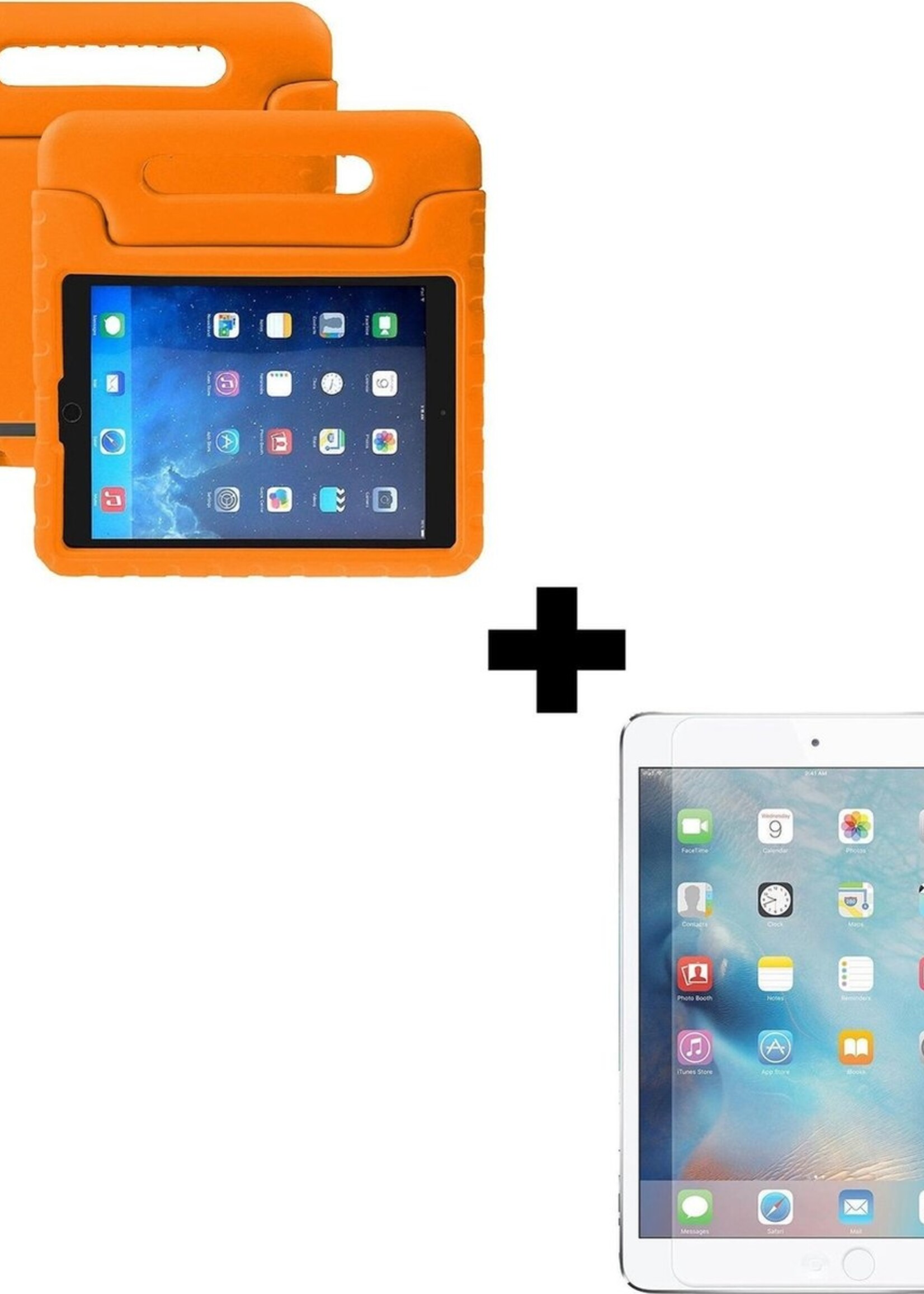 BTH Kinderhoes Geschikt voor iPad Mini 4/5 Hoes Kinder Hoesje Kids Case Cover Kidsproof Met Screenprotector - Hoesje Geschikt voor iPad Mini 4/5 Hoesje Kinder Hoes - Oranje