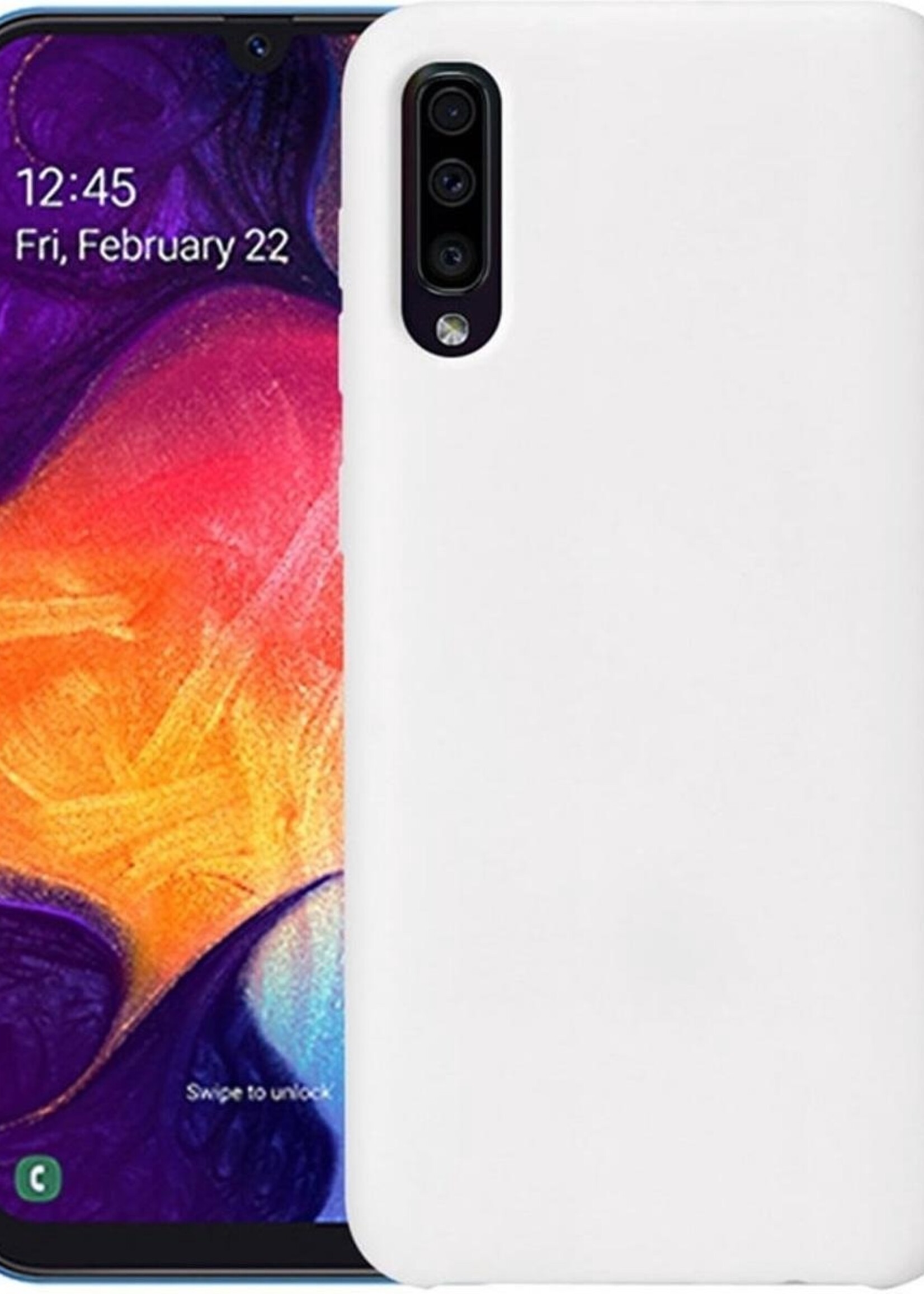 BTH Hoesje Geschikt voor Samsung Galaxy A50 Hoesje Siliconen Case Hoes - Hoes Geschikt voor Samsung A50 Hoes Cover Case - Wit