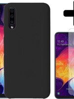 BTH BTH Samsung Galaxy A50 Siliconen Hoesje Cover Zwart Met 1x Screenprotector