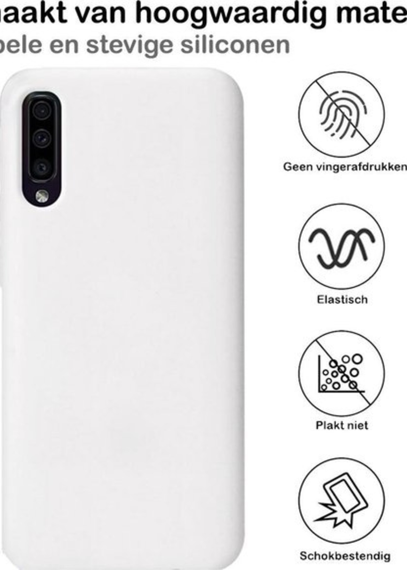 BTH Hoesje Geschikt voor Samsung Galaxy A50 Hoesje Siliconen Case Hoes - Hoes Geschikt voor Samsung A50 Hoes Cover Case - Wit