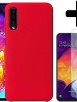 BTH BTH Samsung Galaxy A50 Siliconen Hoesje Cover Rood Met 1x Screenprotector