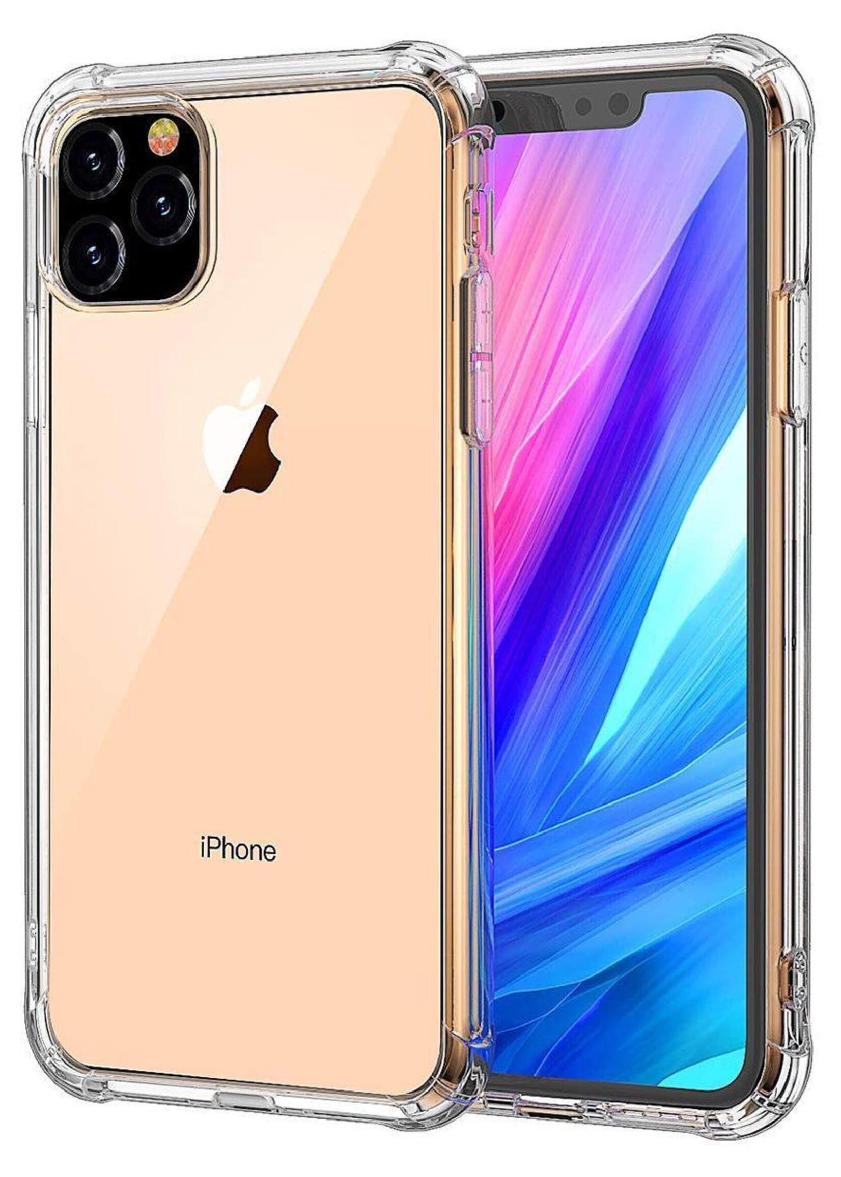 BTH Hoesje Geschikt voor iPhone 11 Pro Hoesje Siliconen Shock Proof Case Hoes - Hoes Geschikt voor iPhone 11 Pro Hoes Cover Case Shockproof - Transparant