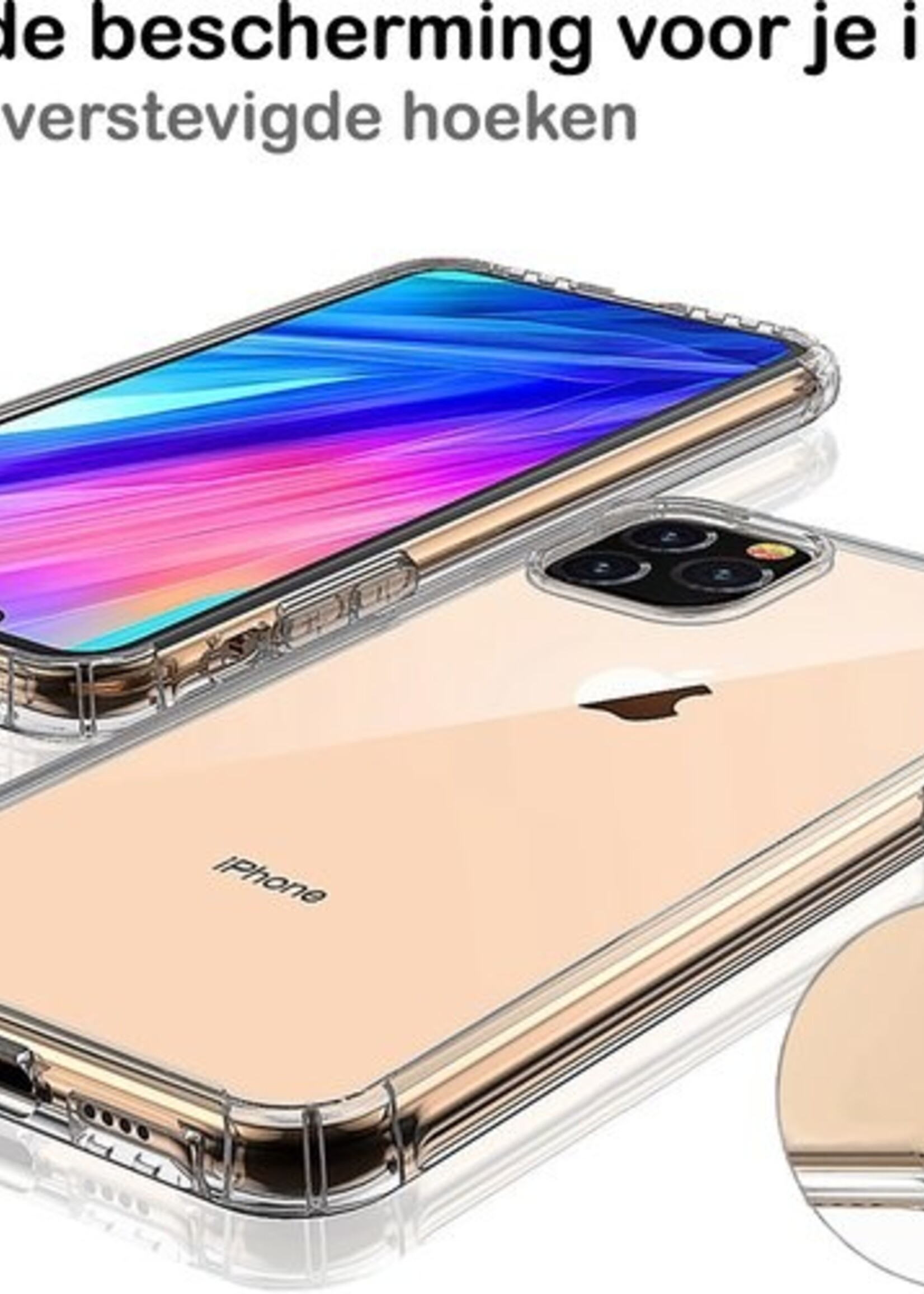 BTH Hoesje Geschikt voor iPhone 11 Pro Hoesje Siliconen Shock Proof Case Hoes - Hoes Geschikt voor iPhone 11 Pro Hoes Cover Case Shockproof - Transparant