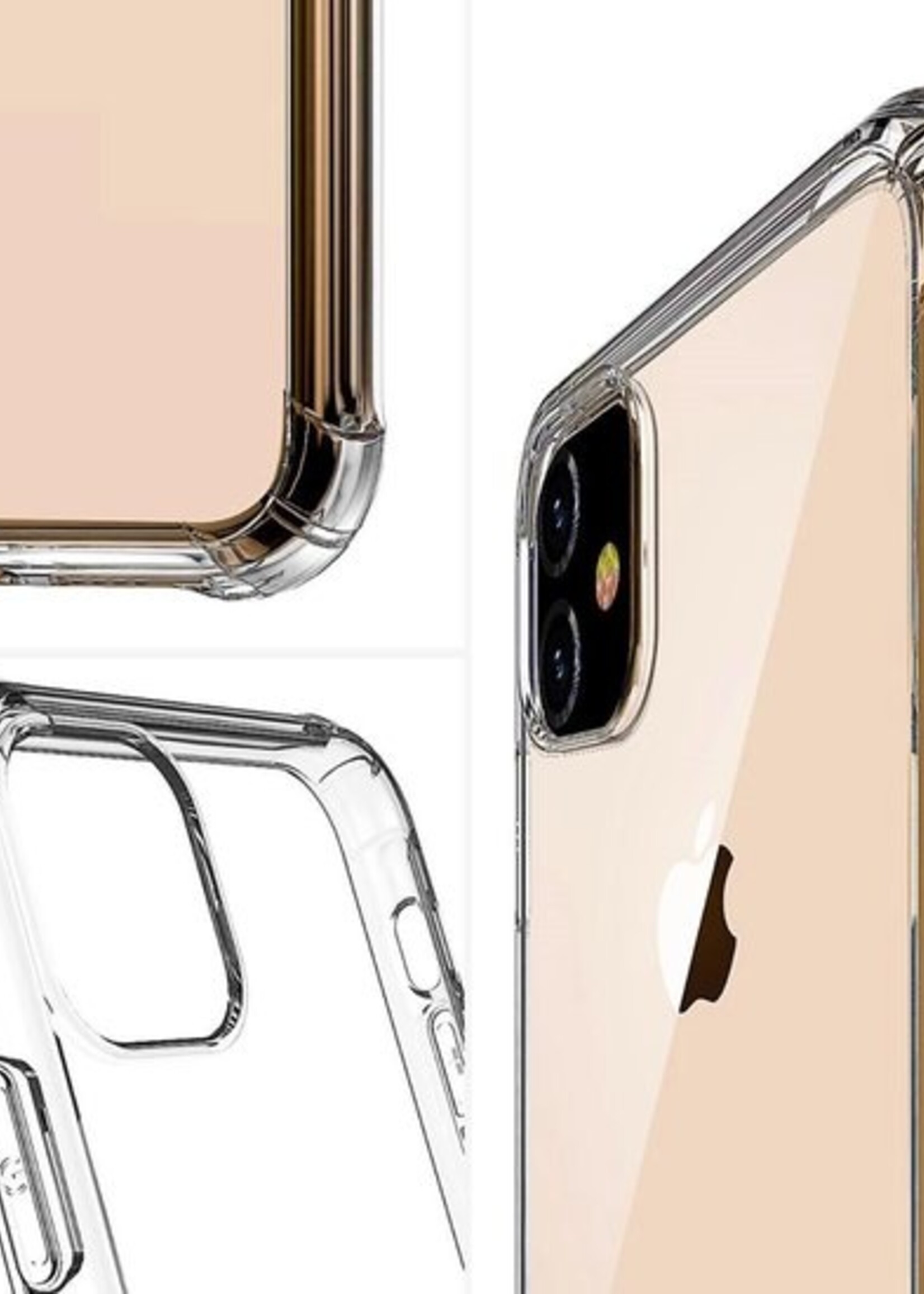 BTH Hoesje Geschikt voor iPhone 11 Hoesje Siliconen Shock Proof Case Hoes - Hoes Geschikt voor iPhone 11 Hoes Cover Case Shockproof - Transparant - 2 PACK