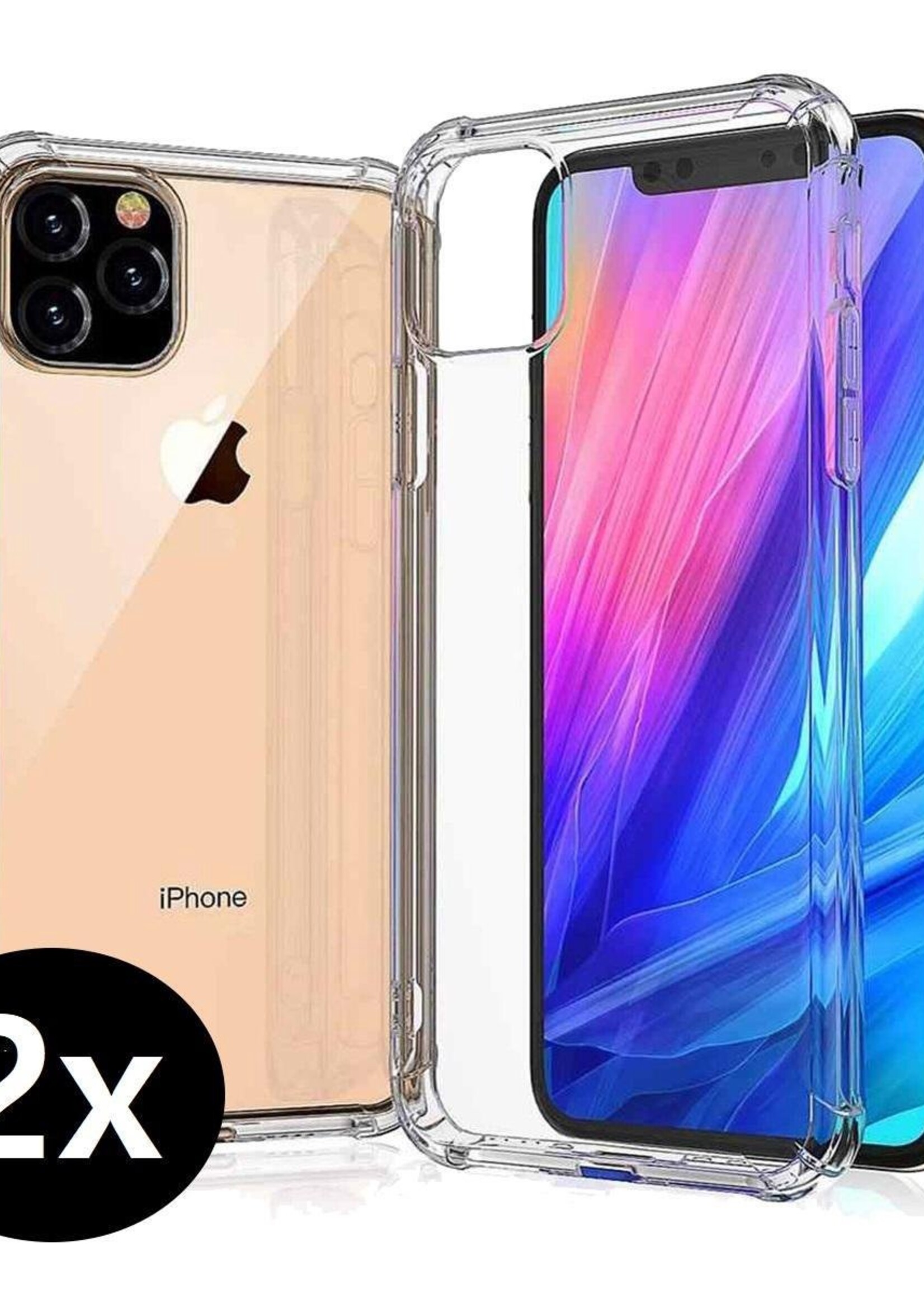 BTH Hoesje Geschikt voor iPhone 11 Pro Hoesje Siliconen Shock Proof Case Hoes - Hoes Geschikt voor iPhone 11 Pro Hoes Cover Case Shockproof - Transparant - 2 PACK