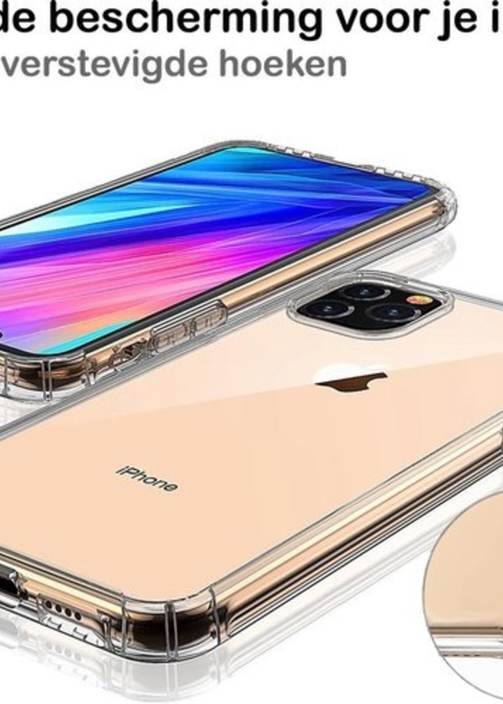 BTH Hoesje Geschikt voor iPhone 11 Pro Hoesje Siliconen Shock Proof Case Hoes - Hoes Geschikt voor iPhone 11 Pro Hoes Cover Case Shockproof - Transparant - 2 PACK