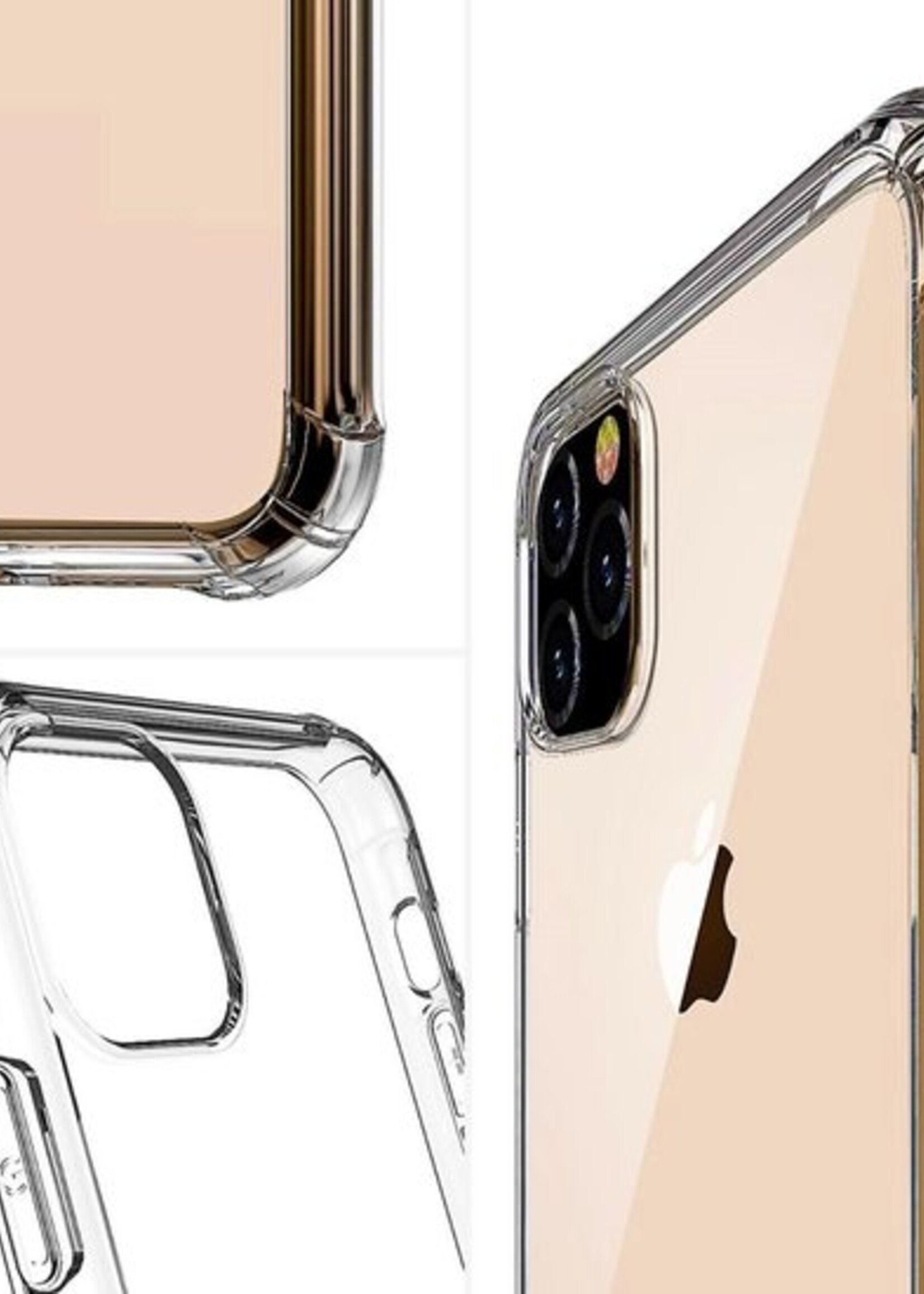 BTH Hoesje Geschikt voor iPhone 11 Pro Hoesje Siliconen Shock Proof Case Hoes - Hoes Geschikt voor iPhone 11 Pro Hoes Cover Case Shockproof - Transparant - 2 PACK