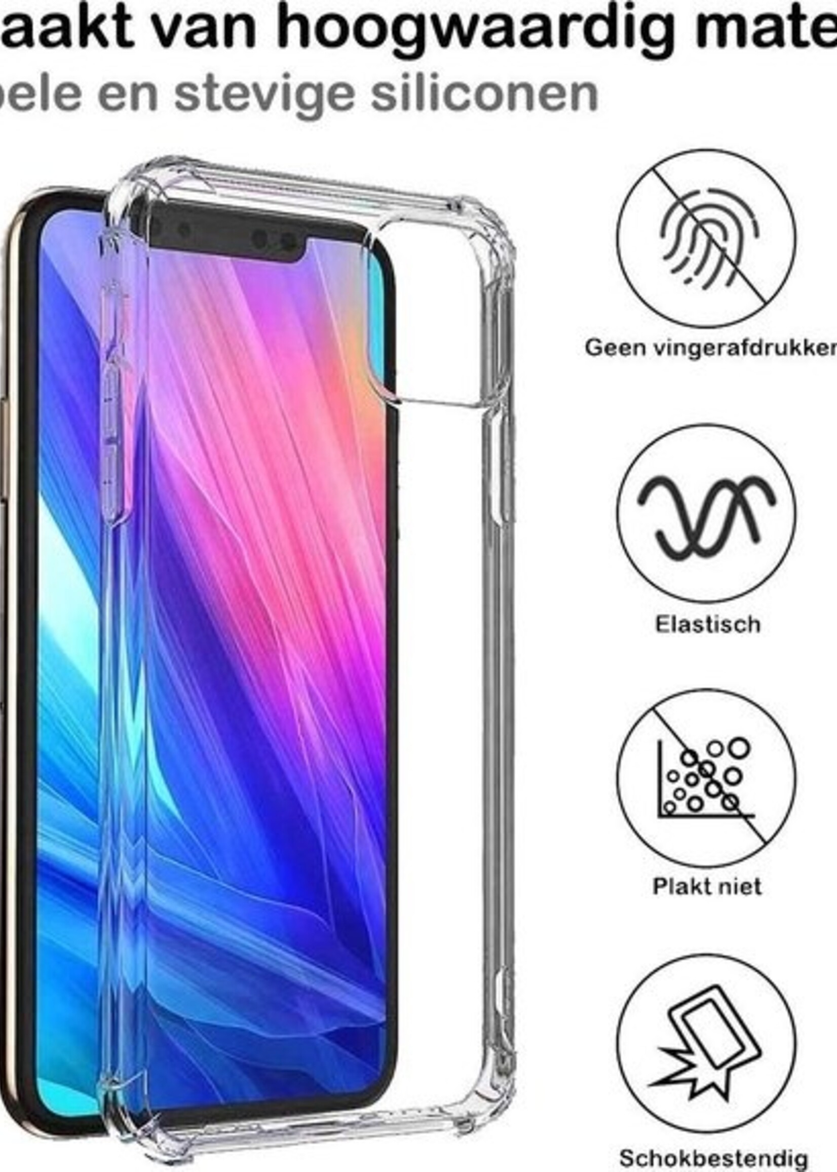 BTH Hoesje Geschikt voor iPhone 11 Pro Hoesje Siliconen Shock Proof Case Hoes - Hoes Geschikt voor iPhone 11 Pro Hoes Cover Case Shockproof - Transparant - 2 PACK