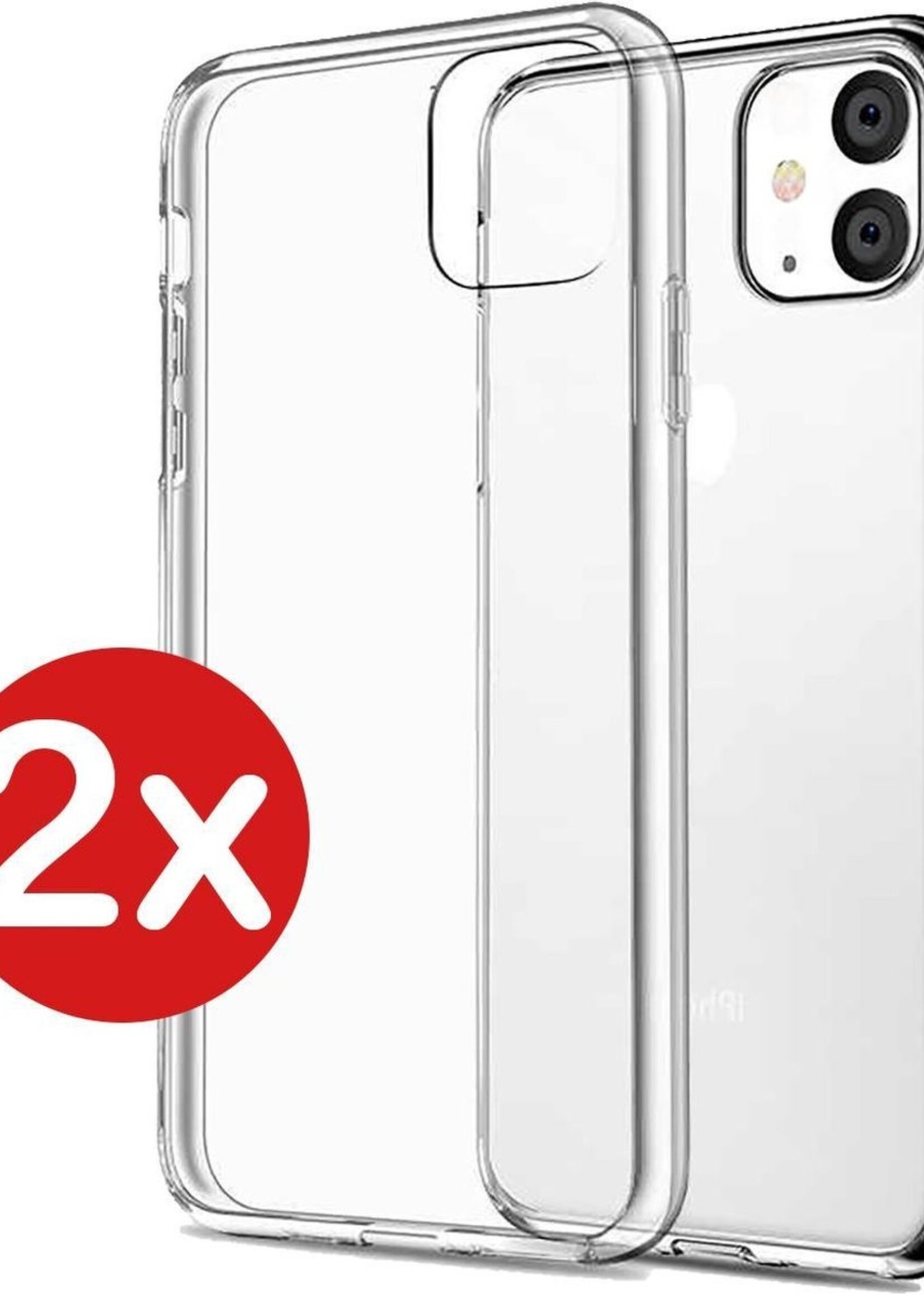 BTH Hoesje Geschikt voor iPhone 11 Hoesje Siliconen Case Hoes - Hoes Geschikt voor iPhone 11 Hoes Cover Case - Transparant - 2 PACK