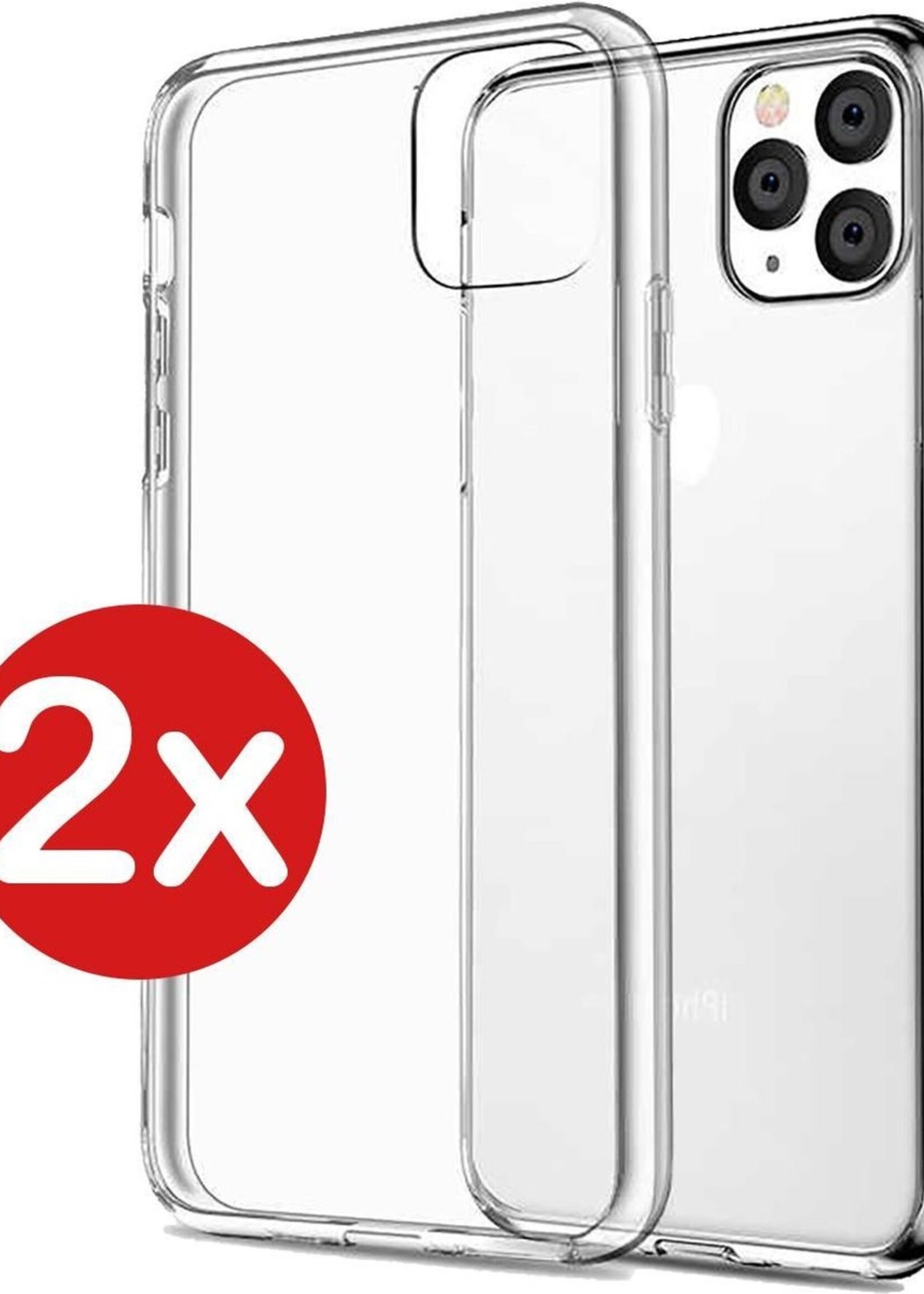 BTH Hoesje Geschikt voor iPhone 11 Pro Hoesje Siliconen Case Hoes - Hoes Geschikt voor iPhone 11 Pro Hoes Cover Case - Transparant - 2 PACK