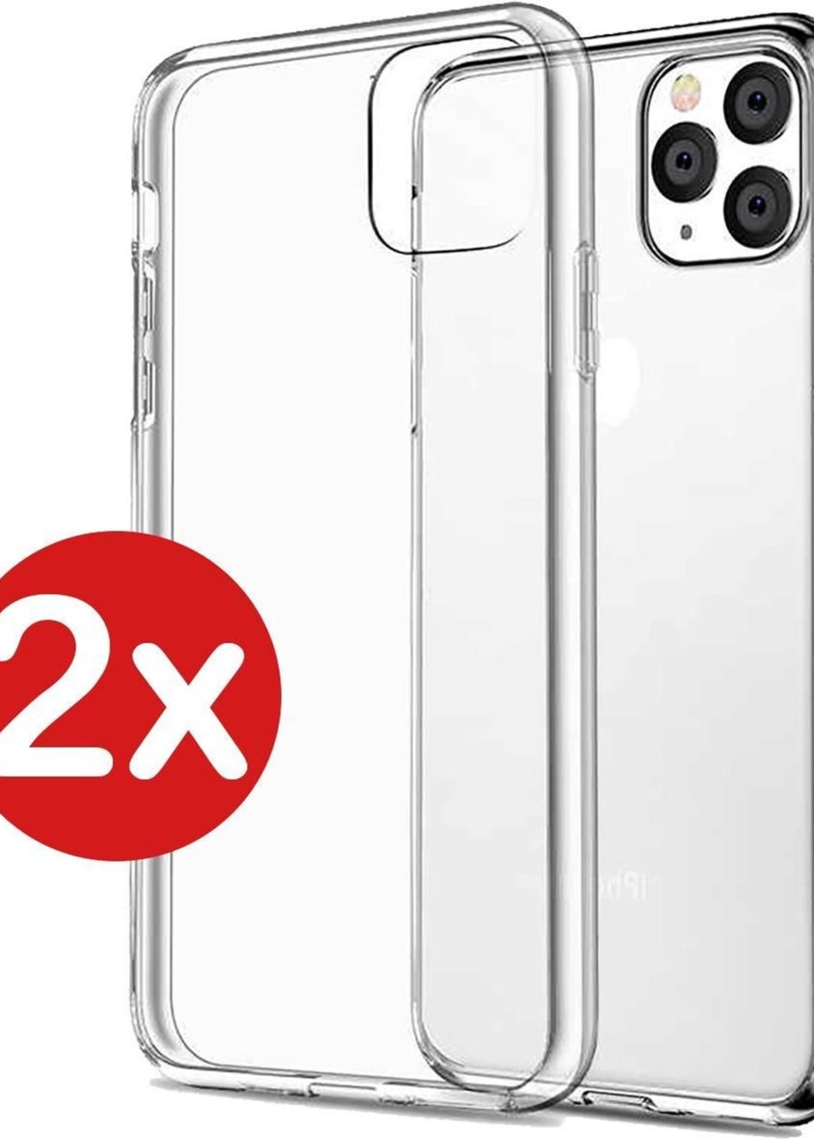 BTH Hoesje Geschikt voor iPhone 11 Pro Max Hoesje Siliconen Case Hoes - Hoes Geschikt voor iPhone 11 Pro Max Hoes Cover Case - Transparant - 2 PACK
