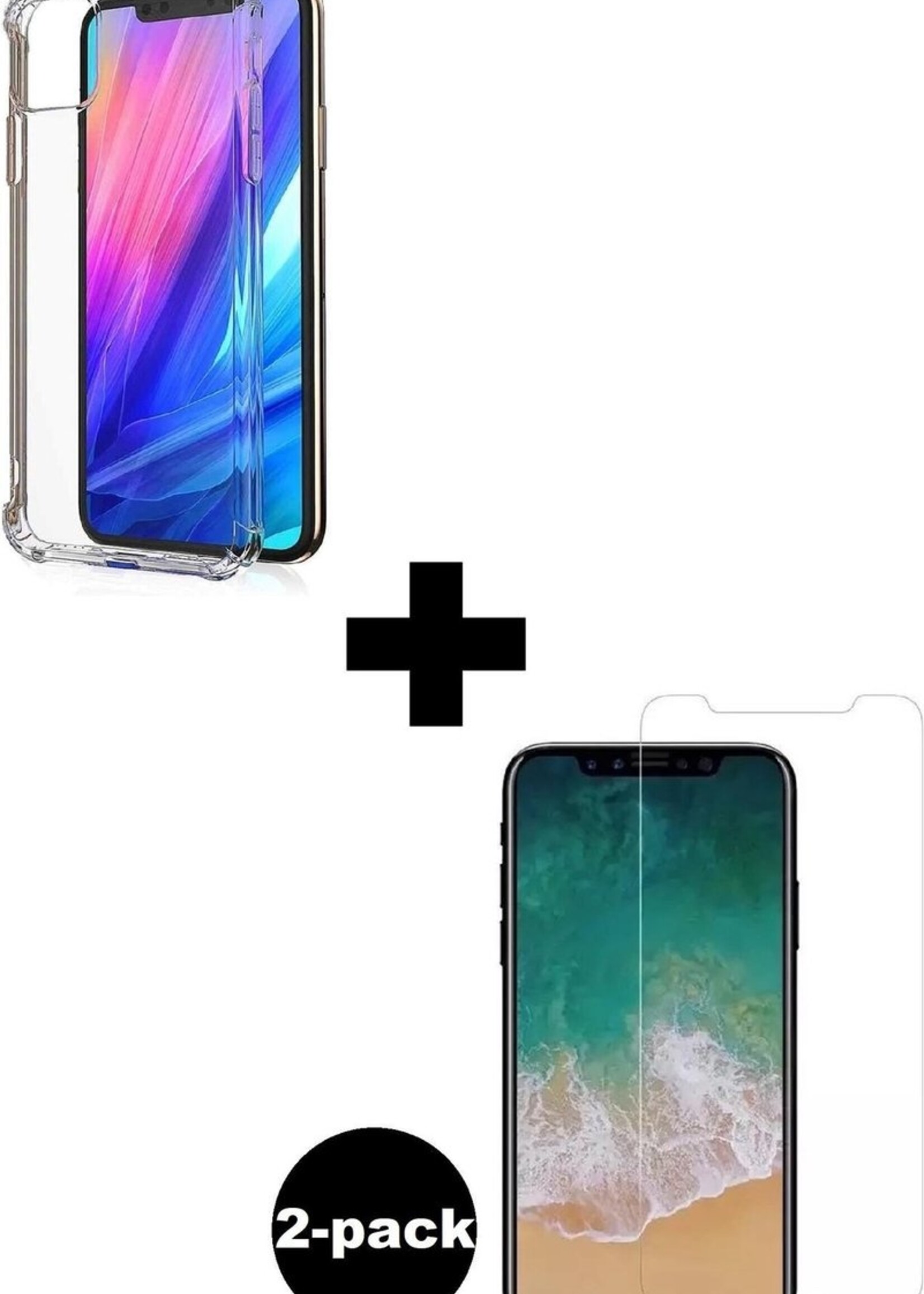 BTH Hoesje Geschikt voor iPhone 11 Hoesje Siliconen Shock Proof Case Hoes Met 2x Screenprotector - Hoes Geschikt voor iPhone 11 Hoes Cover Case Shockproof - Transparant
