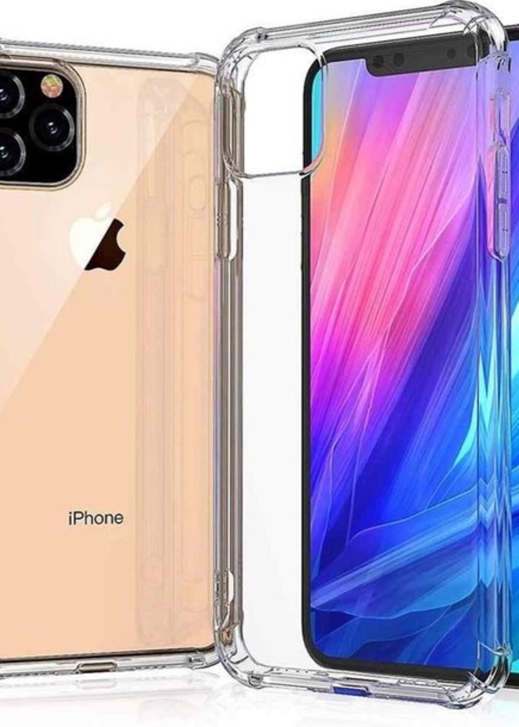 BTH Hoesje Geschikt voor iPhone 11 Pro Hoesje Siliconen Shock Proof Case Hoes Met 2x Screenprotector - Hoes Geschikt voor iPhone 11 Pro Hoes Cover Case Shockproof - Transparant