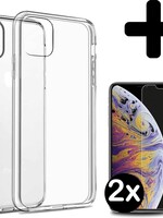 BTH BTH iPhone 11 Hoesje Siliconen Cover En 2x Screenprotector Tempered Glass