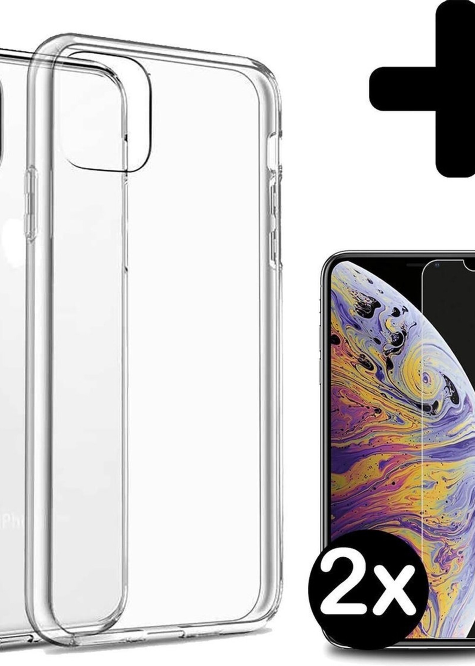 BTH Hoesje Geschikt voor iPhone 11 Hoesje Siliconen Case Hoes Met 2x Screenprotector - Hoes Geschikt voor iPhone 11 Hoes Cover Case - Transparant