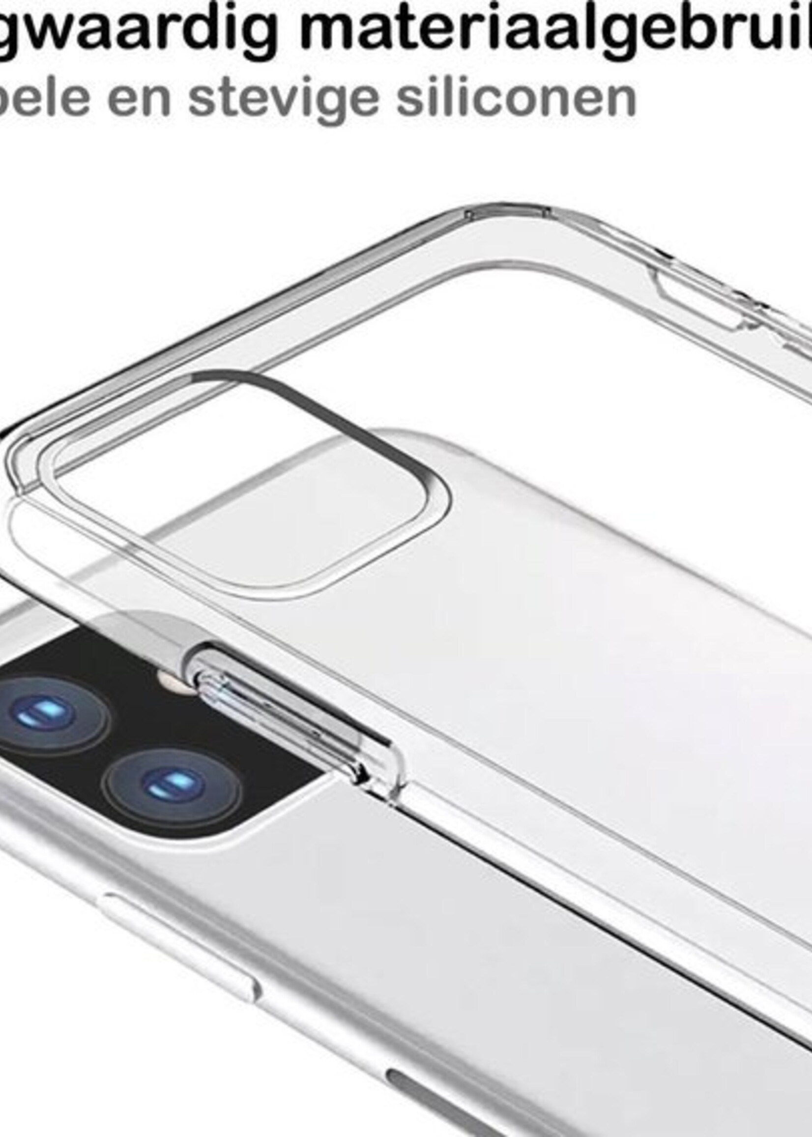 BTH Hoesje Geschikt voor iPhone 11 Hoesje Siliconen Case Hoes Met 2x Screenprotector - Hoes Geschikt voor iPhone 11 Hoes Cover Case - Transparant