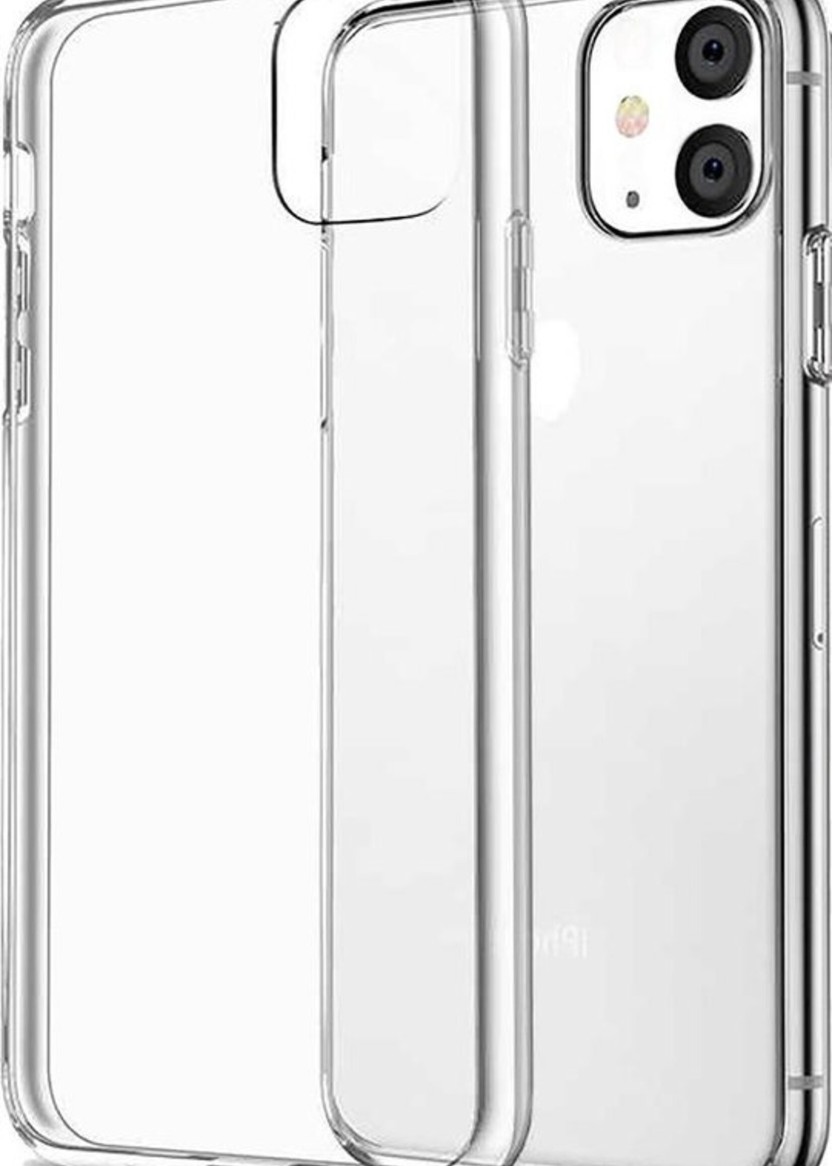BTH Hoesje Geschikt voor iPhone 11 Hoesje Siliconen Case Hoes Met 2x Screenprotector - Hoes Geschikt voor iPhone 11 Hoes Cover Case - Transparant