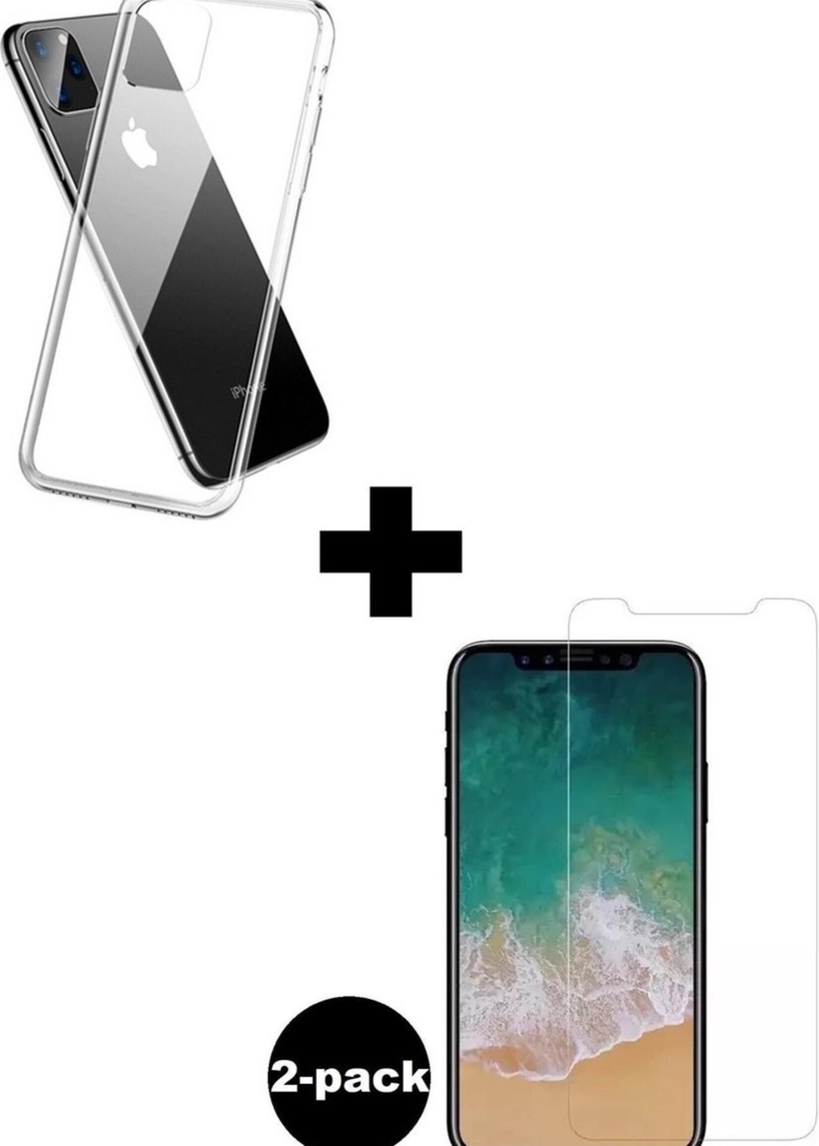 BTH Hoesje Geschikt voor iPhone 11 Pro Hoesje Siliconen Case Hoes Met 2x Screenprotector - Hoes Geschikt voor iPhone 11 Pro Hoes Cover Case - Transparant