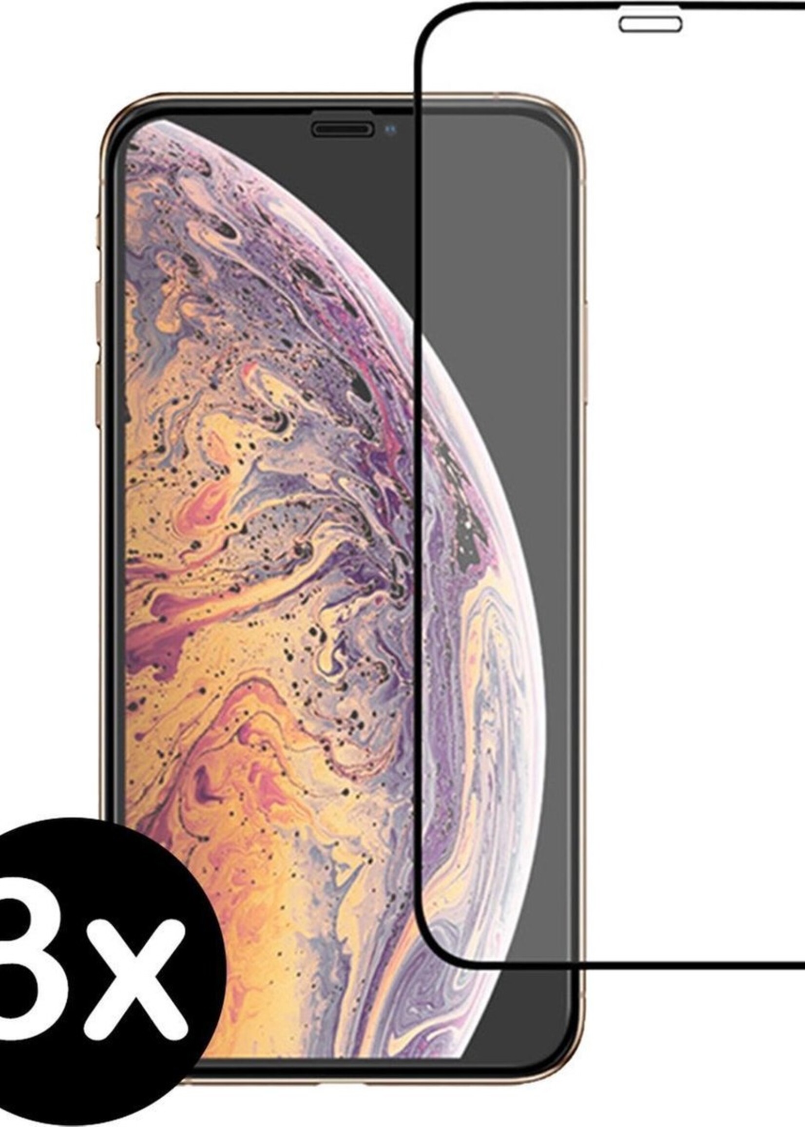 BTH Screenprotector Geschikt voor iPhone XR Screenprotector Glas Gehard Tempered Glass Full Cover - Screenprotector Geschikt voor iPhone XR Screen Protector Screen Cover - 3 PACK