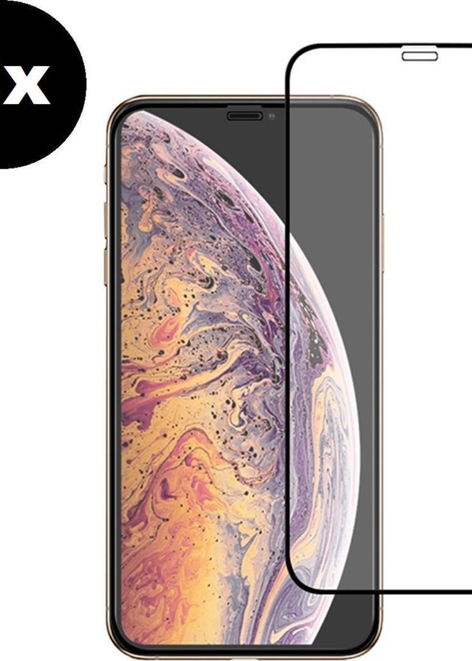BTH Screenprotector Geschikt voor iPhone Xs Screenprotector Glas Gehard Tempered Glass Full Cover - Screenprotector Geschikt voor iPhone Xs Screen Protector Screen Cover - 2 PACK