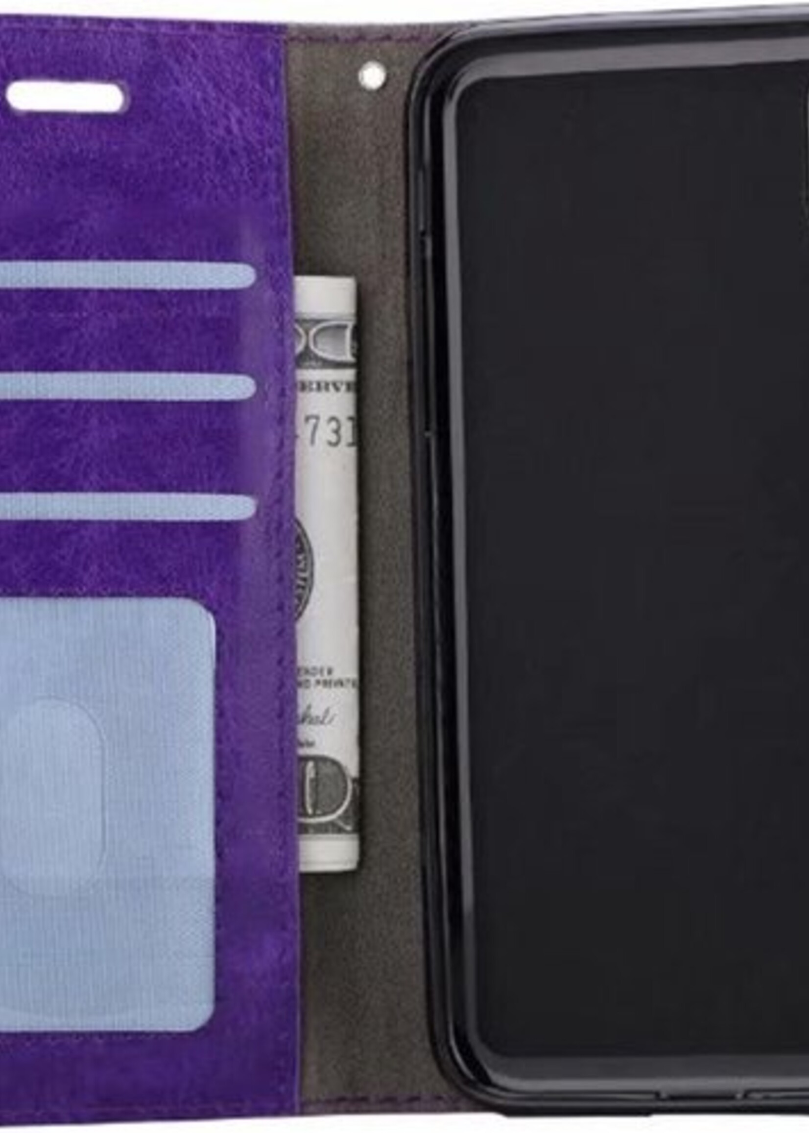 BTH Hoesje Geschikt voor iPhone Xs Hoesje Book Case Hoes Portemonnee Cover Walletcase - Hoes Geschikt voor iPhone Xs Hoes Bookcase Hoesje - Paars