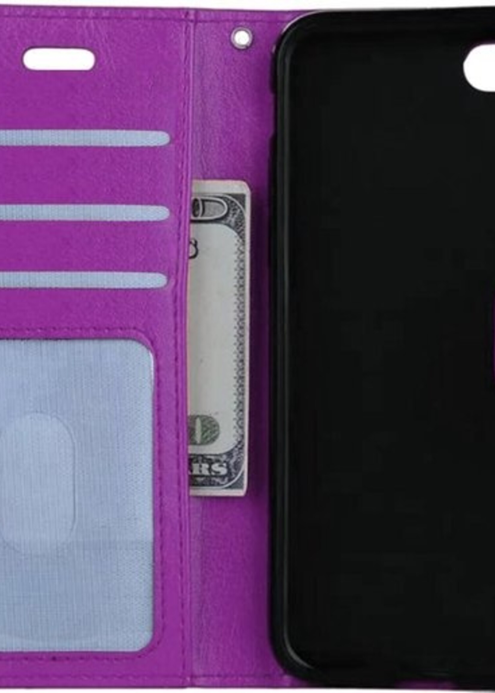 BTH Hoesje Geschikt voor iPhone 7 Hoesje Book Case Hoes Portemonnee Cover Walletcase - Hoes Geschikt voor iPhone 7 Hoes Bookcase Hoesje - Paars