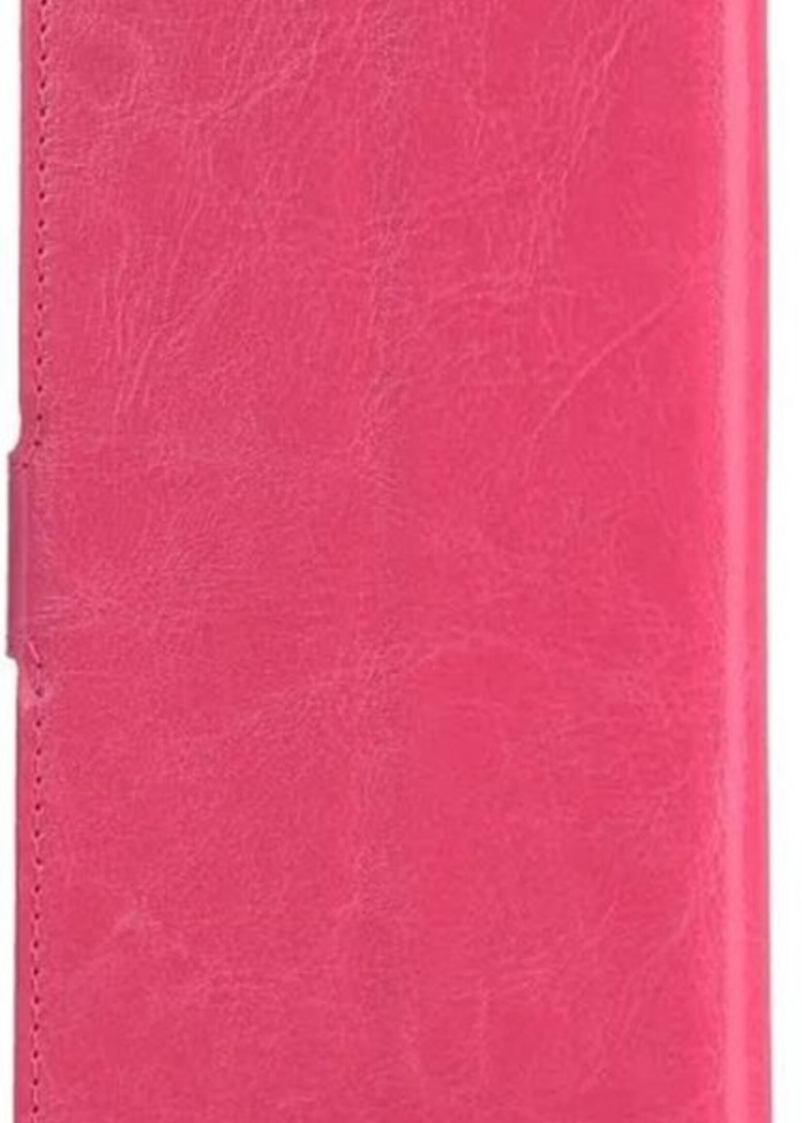 BTH Hoesje Geschikt voor iPhone 5 Hoesje Book Case Hoes Portemonnee Cover Walletcase - Hoes Geschikt voor iPhone 5 Hoes Bookcase Hoesje - Donkerroze